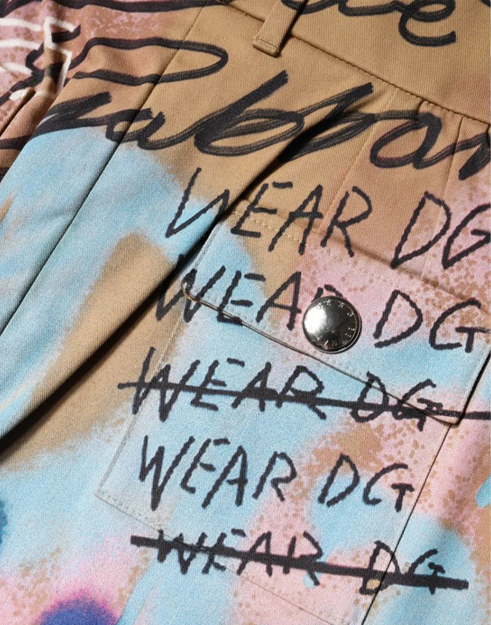 Dolce & Gabbana Graffiti Print High-Waist Pleated Shorts