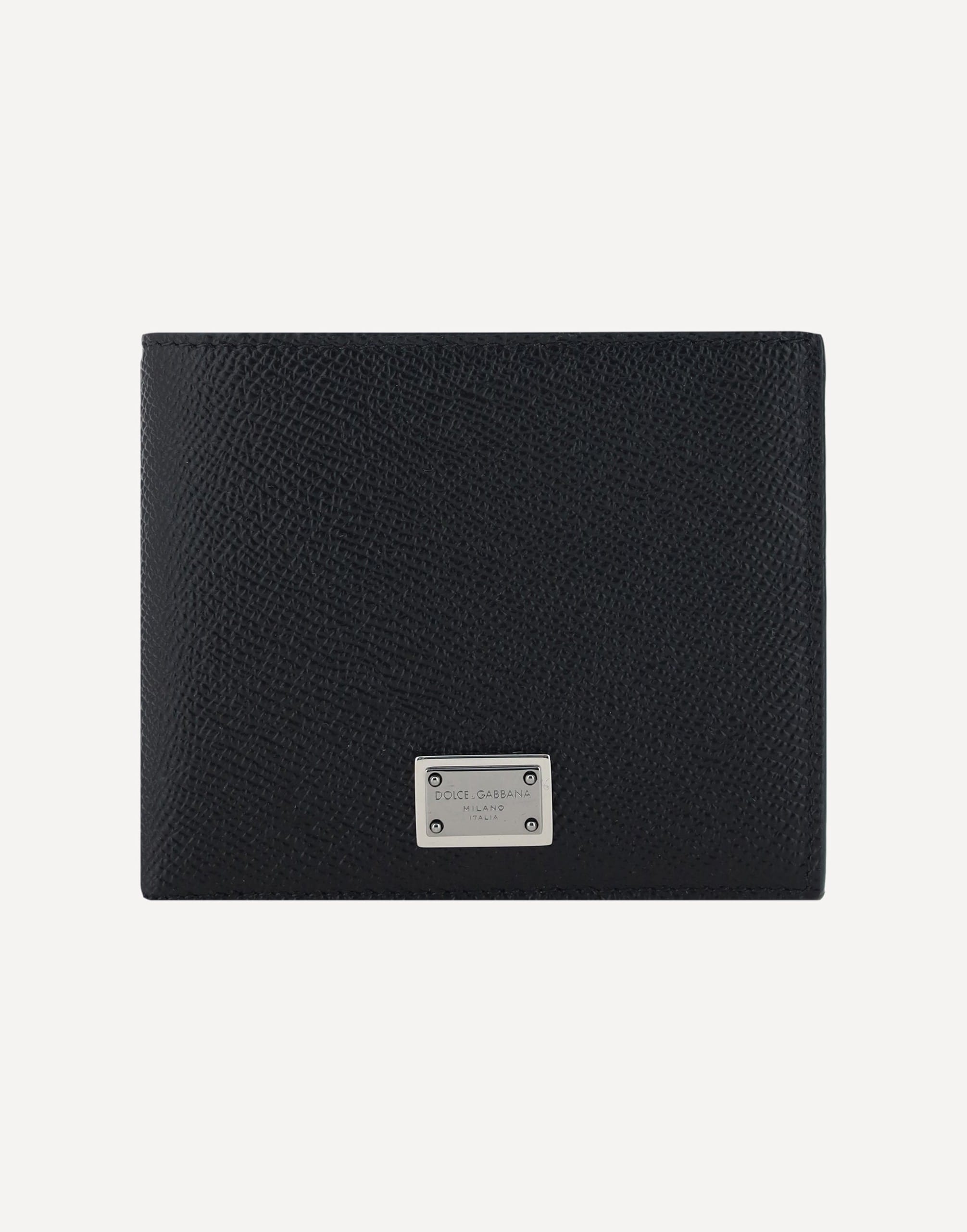 Dolce & Gabbana Grained Leather Wallet Metallic Plaque