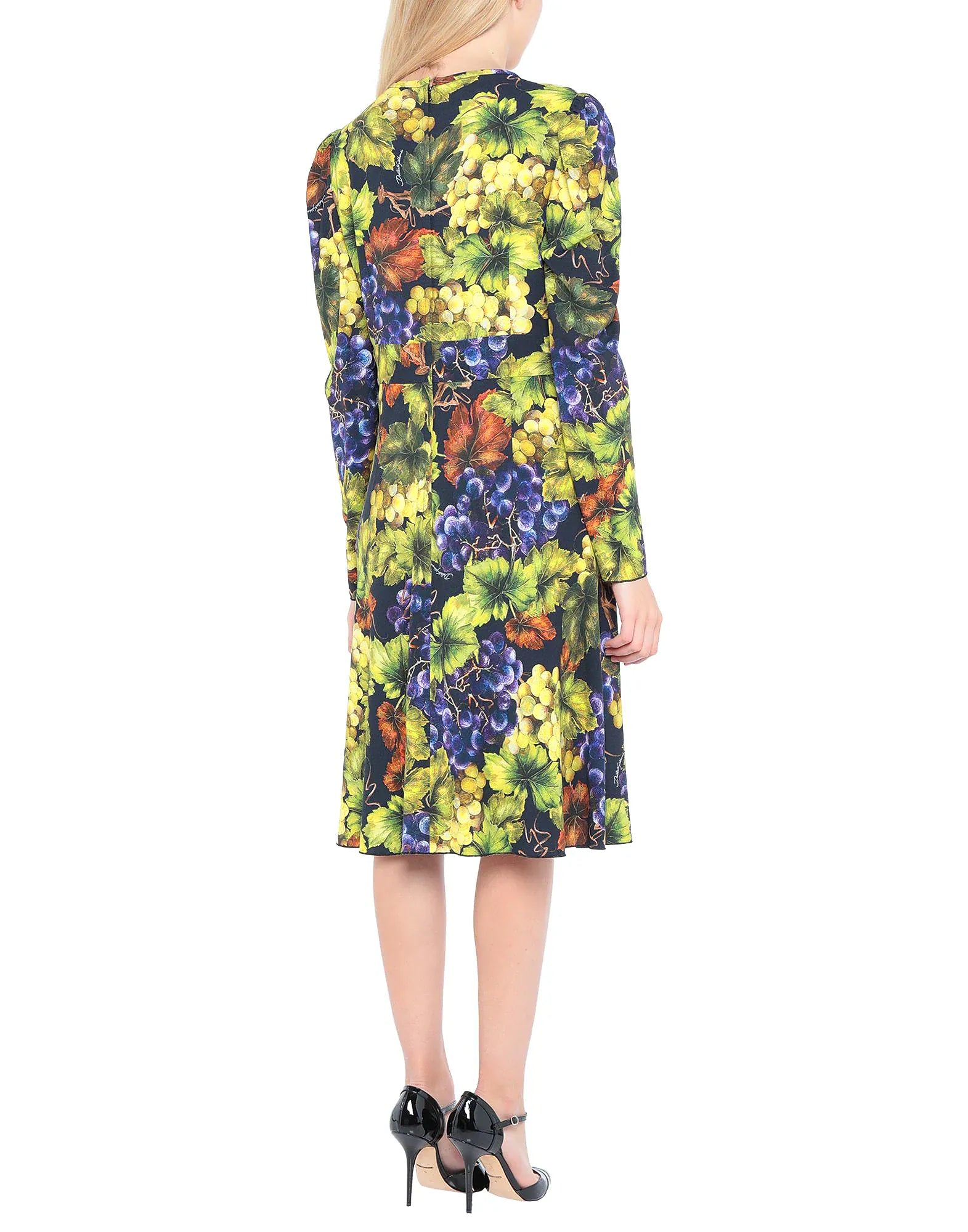 Dolce & Gabbana Grape Print Embellished Dress