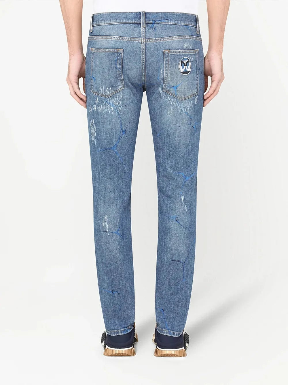 Dolce & Gabbana Graphic Distressed Straight-Leg Jeans