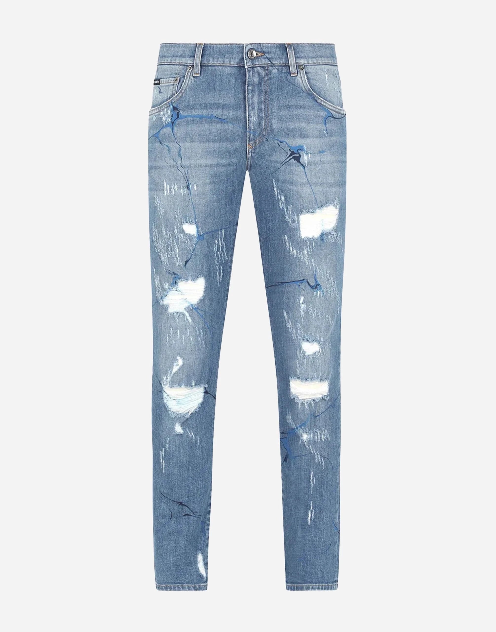 Dolce & Gabbana Graphic Distressed Straight-Leg Jeans