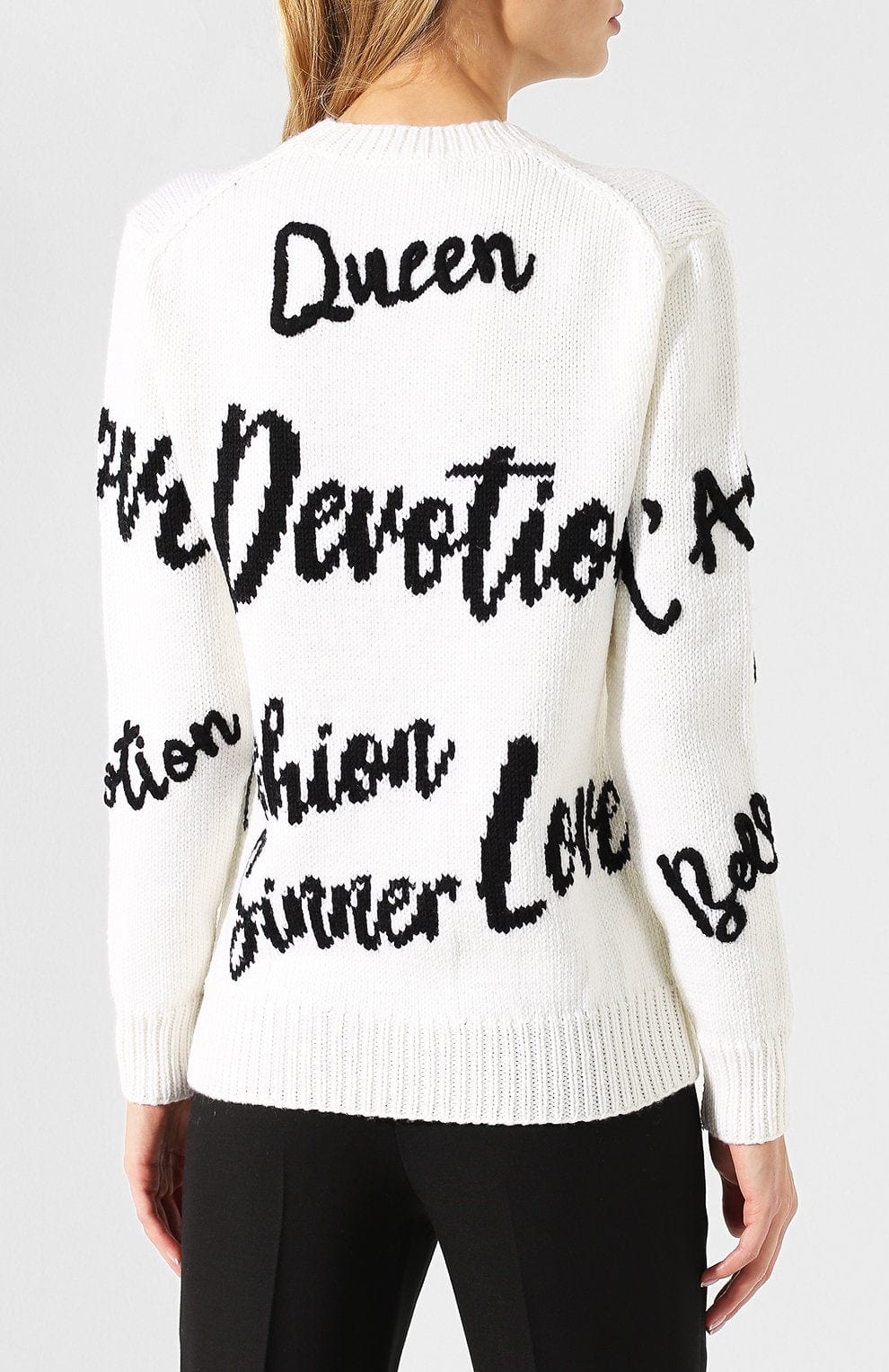 Dolce & Gabbana Graphic Slogan Intarsia Knit Sweater
