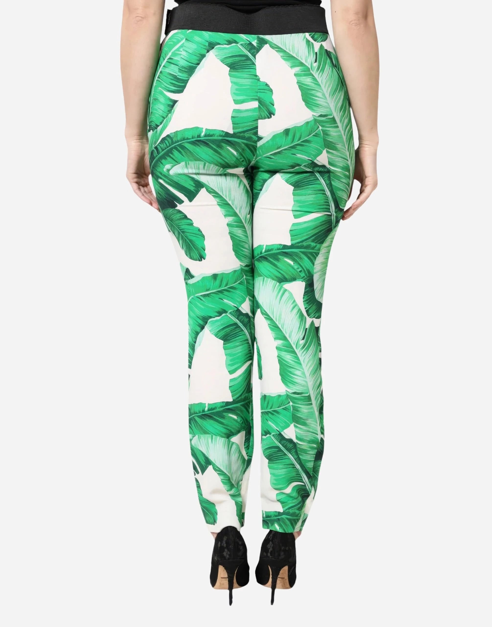 Dolce & Gabbana Green Leaf-Print Pants