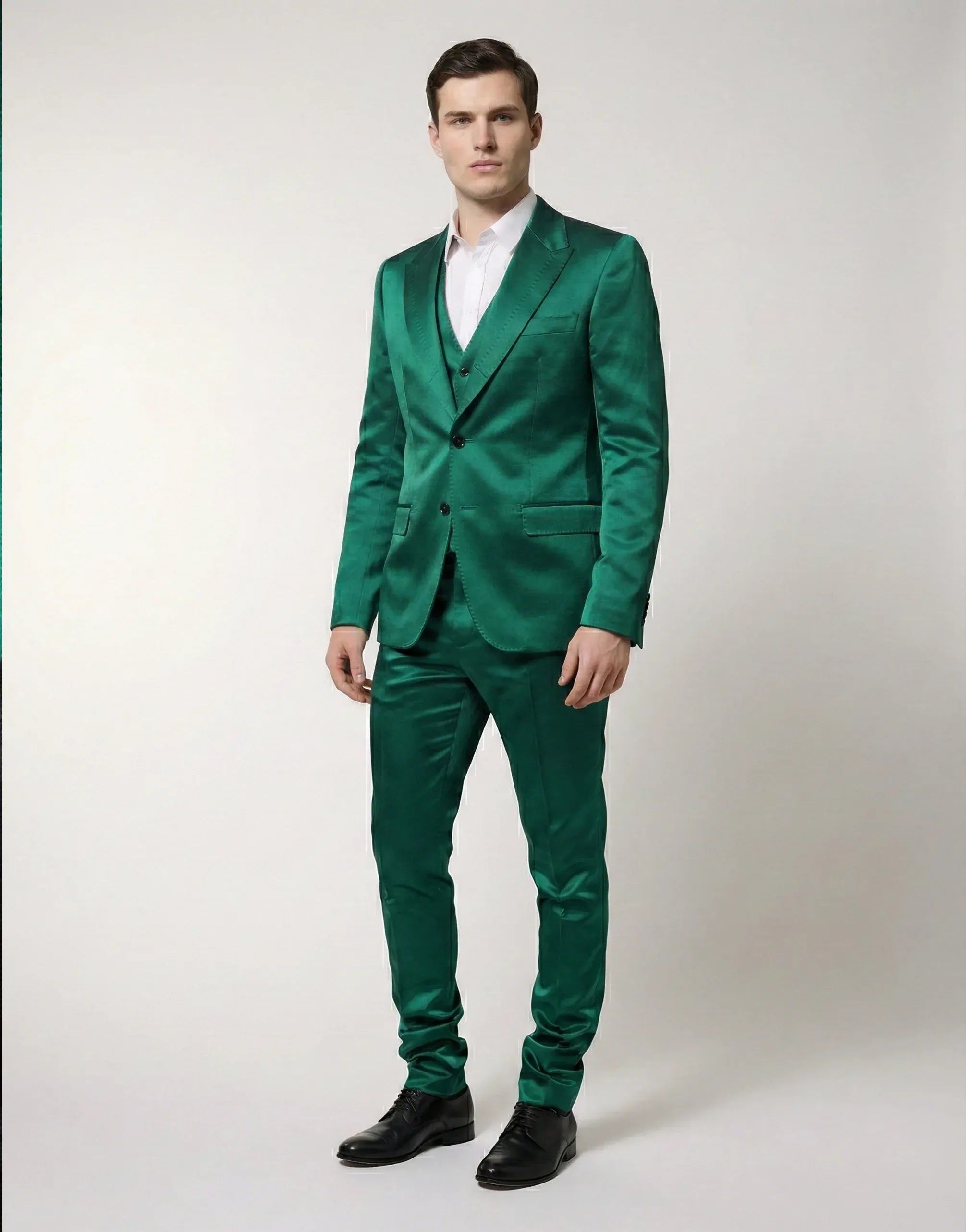 Dolce & Gabbana Green Tailored Three-Piece Silk Suit