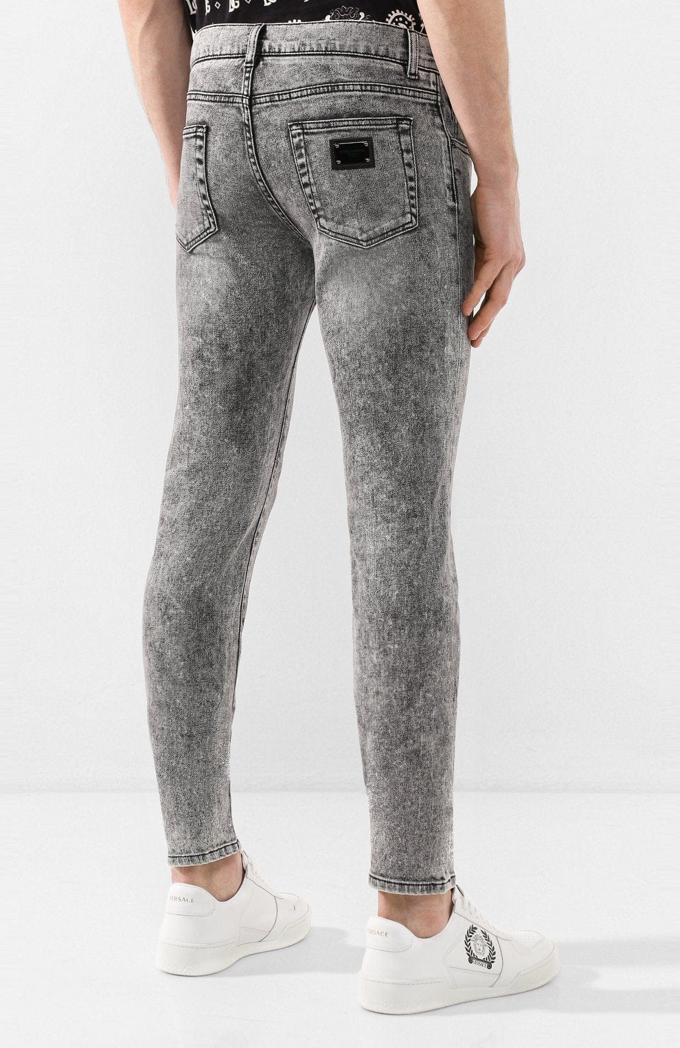 Dolce & Gabbana Grey Acid Wash Slim-Fit Jeans
