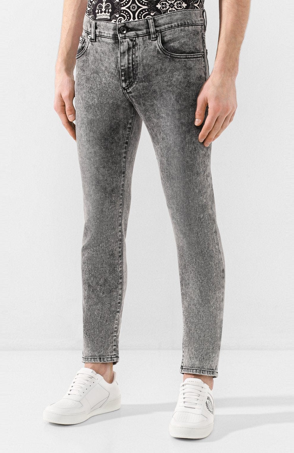 Dolce & Gabbana Grey Acid Wash Slim-Fit Jeans
