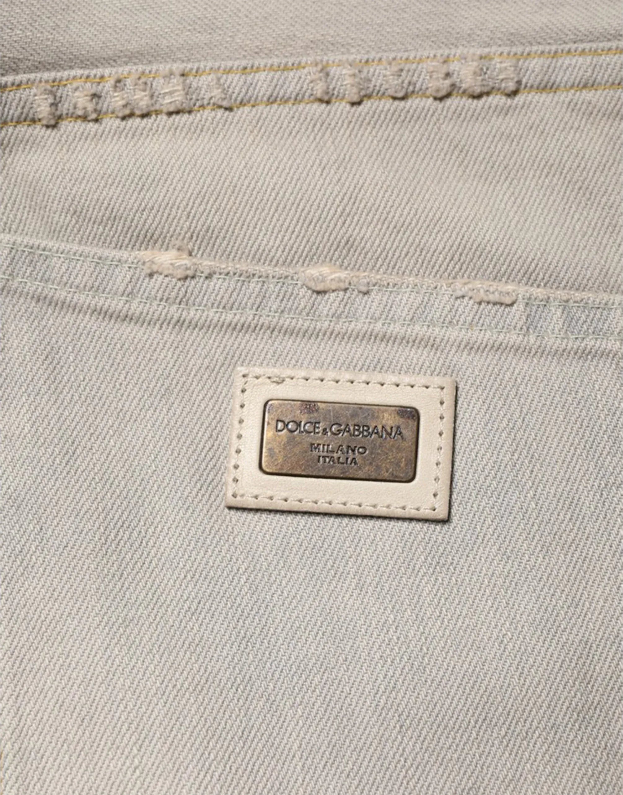 Dolce & Gabbana Grey Distressed Straight-Leg Jeans