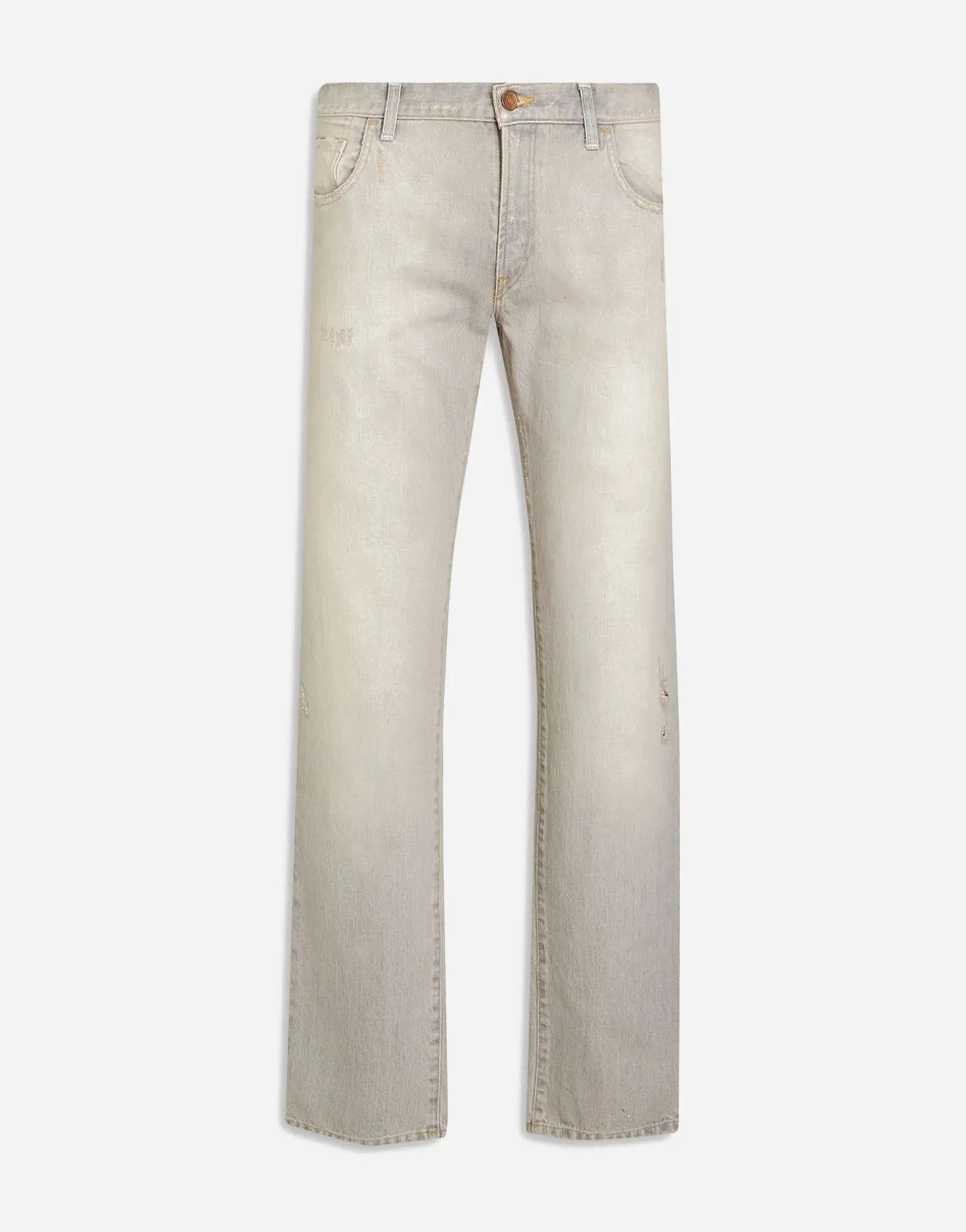 Dolce & Gabbana Grey Distressed Straight-Leg Jeans