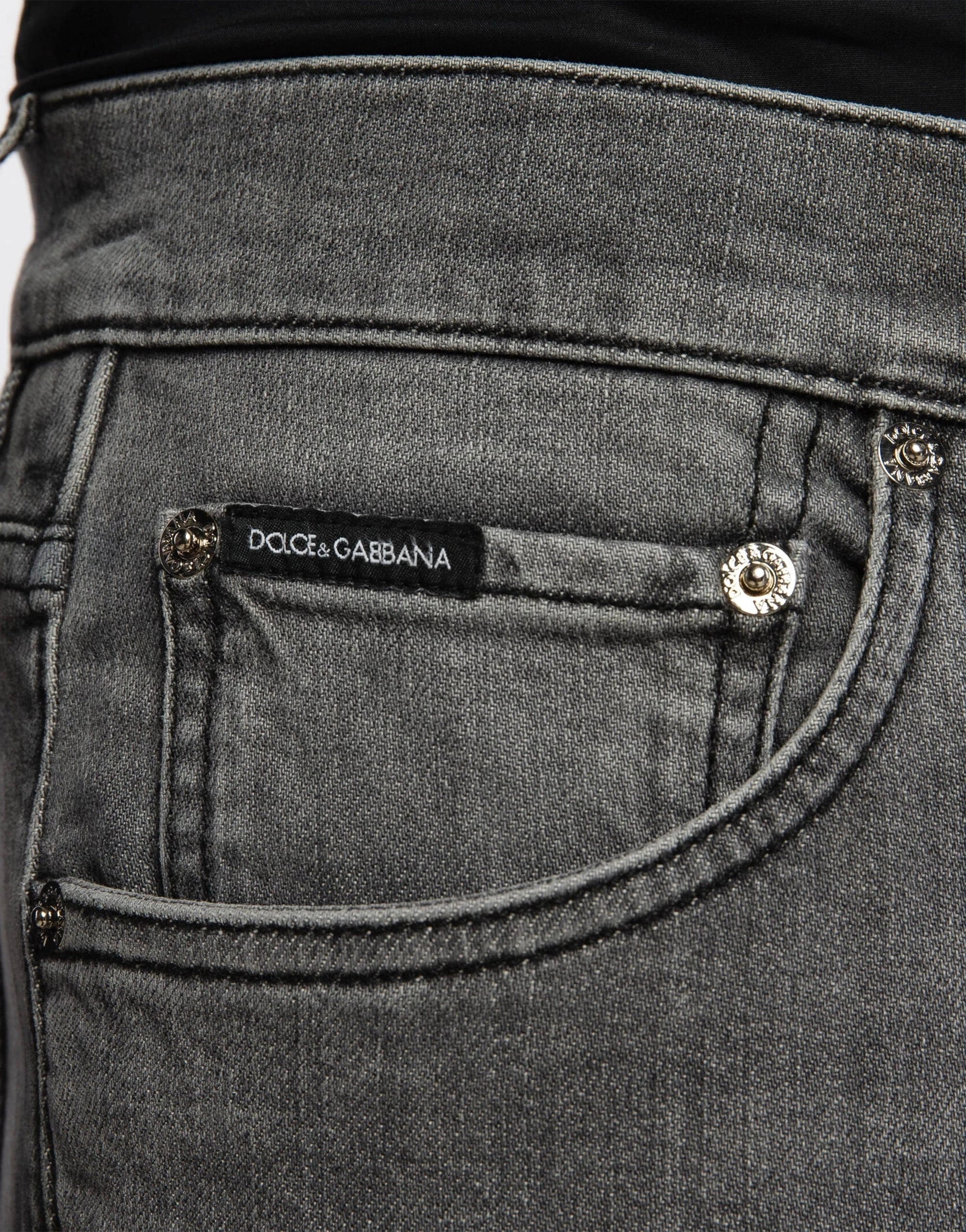 Dolce & Gabbana Grey Logo Plaque Jeans