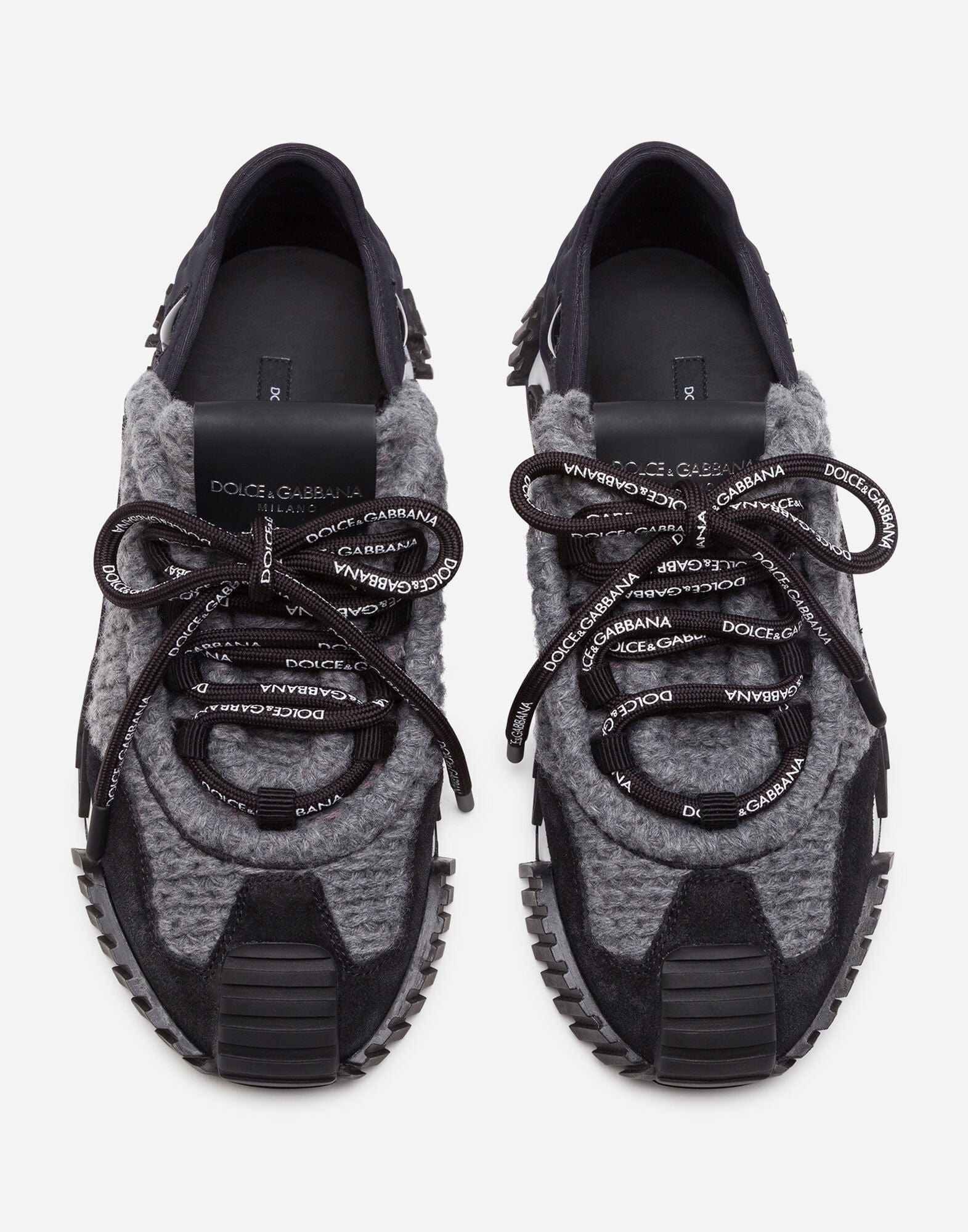 Dolce & Gabbana Grey Mixed-Material Low-Top NS1 Sneakers