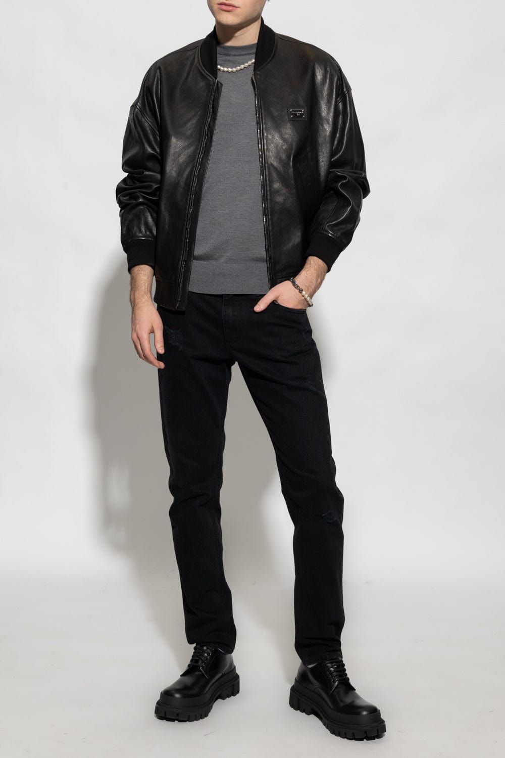 Dolce & Gabbana Grey Silk Sweater