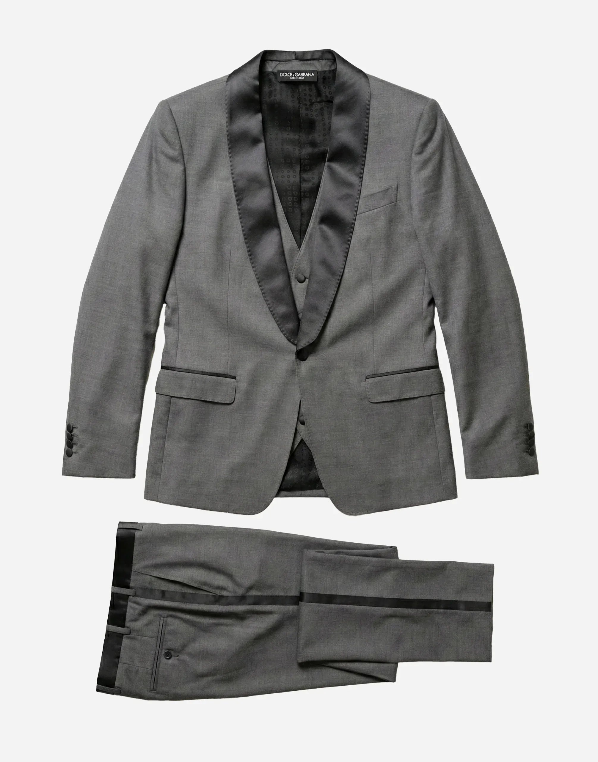 Dolce & Gabbana Grey Wool Three-Piece Suit