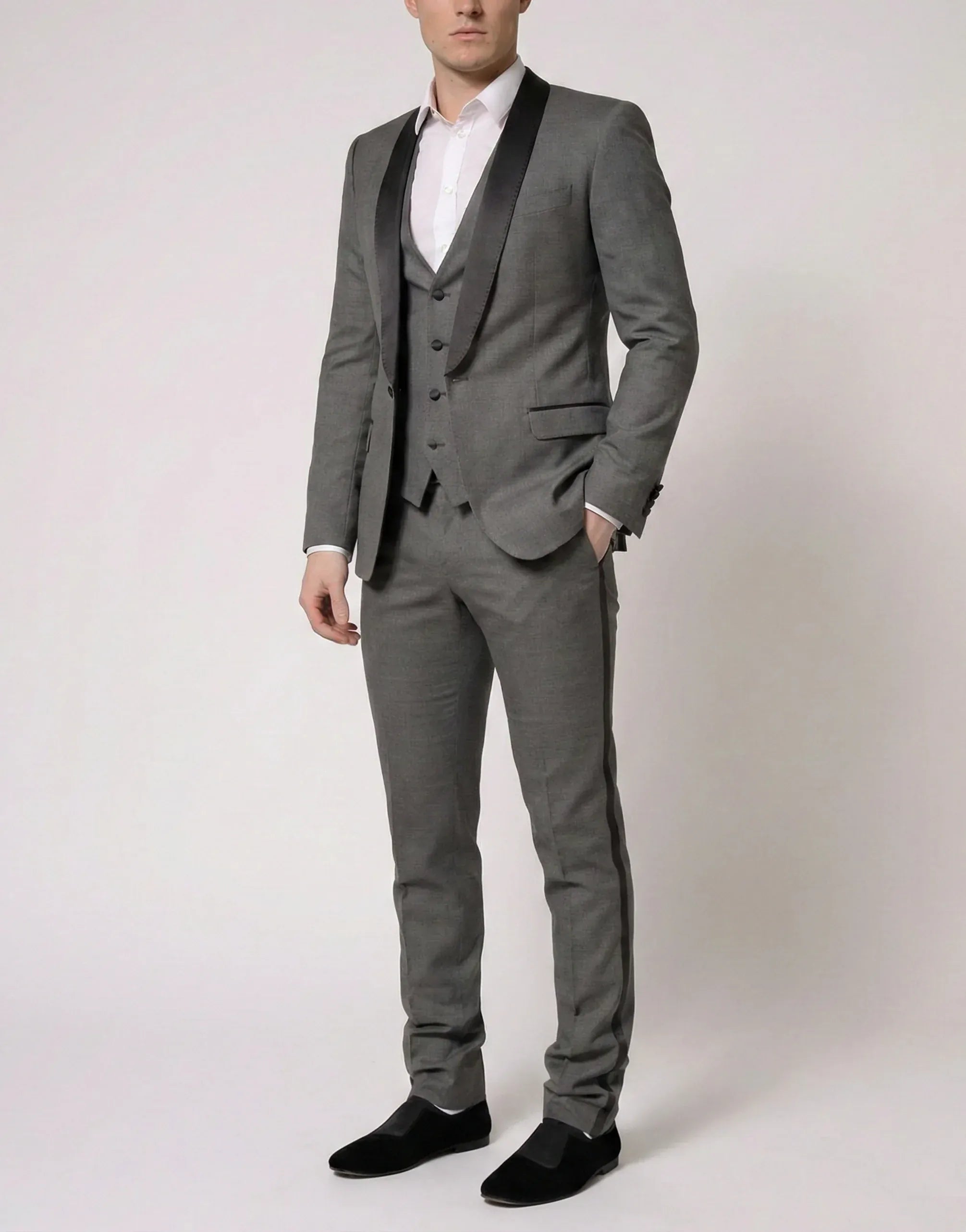 Dolce & Gabbana Grey Wool Three-Piece Suit