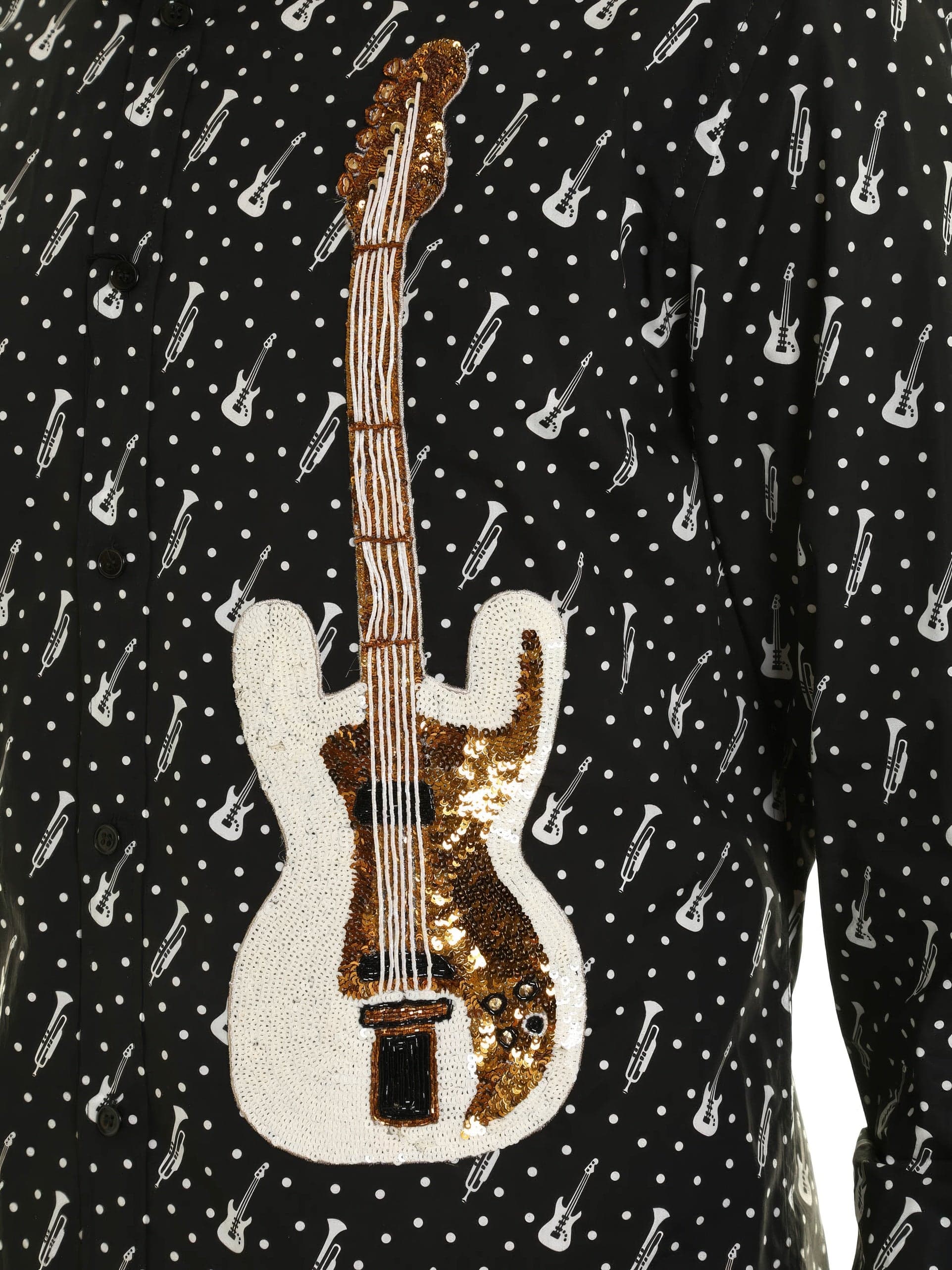 Dolce & Gabbana Guitar Embroidery Cotton Shirt