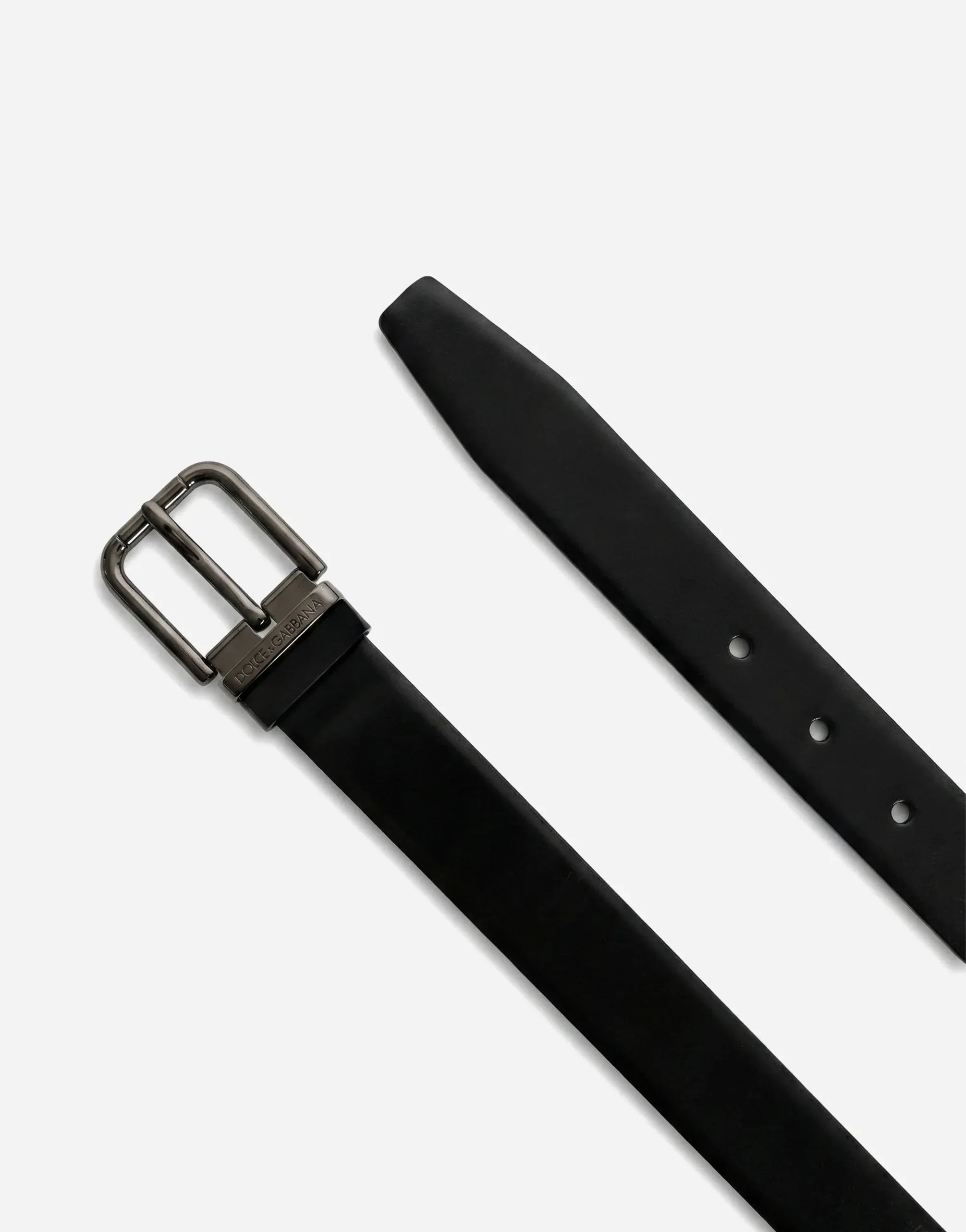 Dolce & Gabbana Gunmetal Buckle Leather Belt