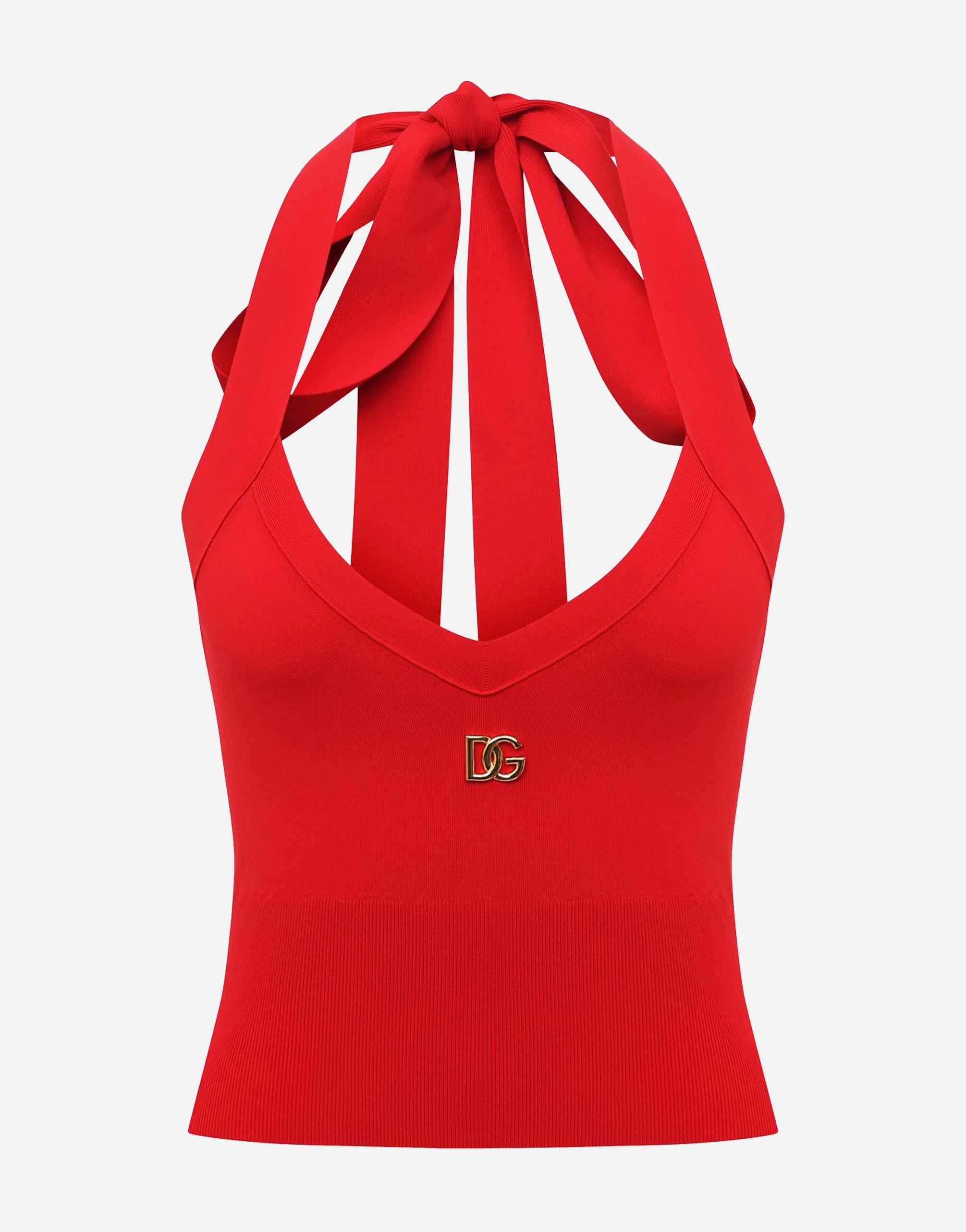 Dolce & Gabbana Dolce & Gabbana Halterneck Knit Top With DG Logo Detail