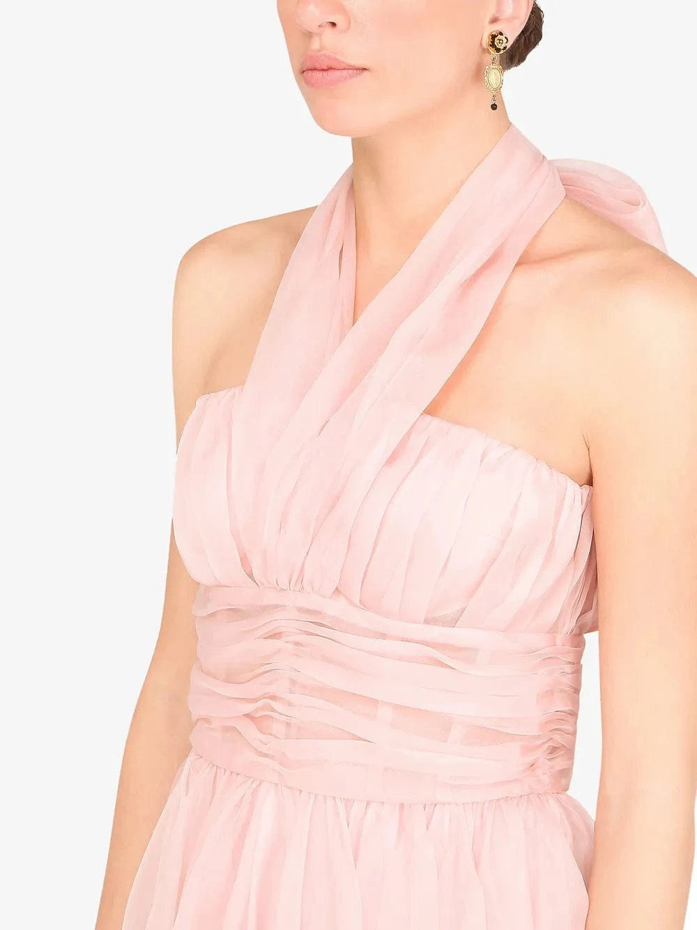 Dolce & Gabbana Halterneck Silk Organza Midi Dress
