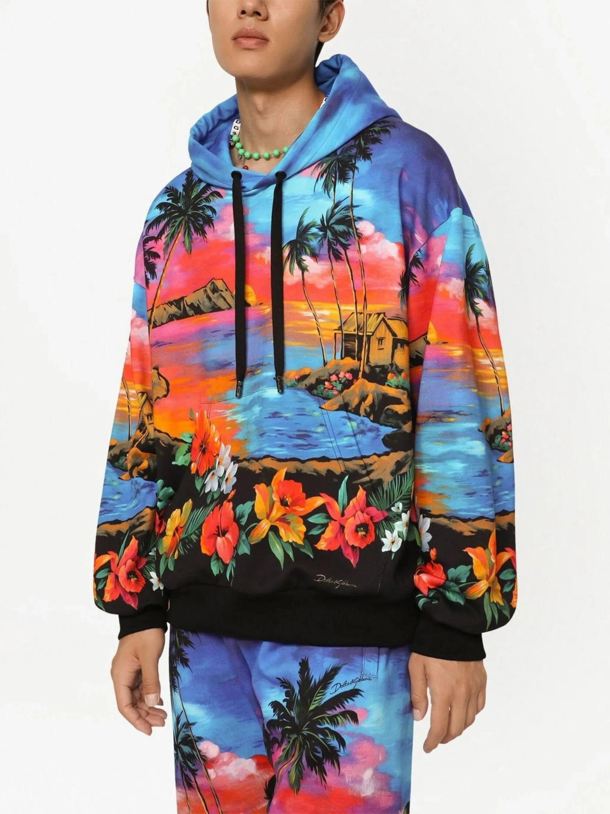 Dolce & Gabbana Hawaii-Print Cotton Hoodie