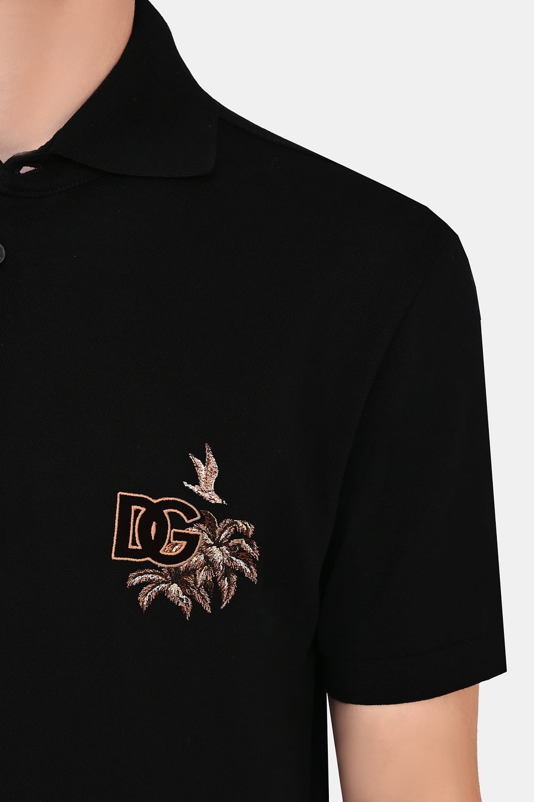 Dolce & Gabbana Hawaiian DG Embroidered Cotton Pique Polo Shirt
