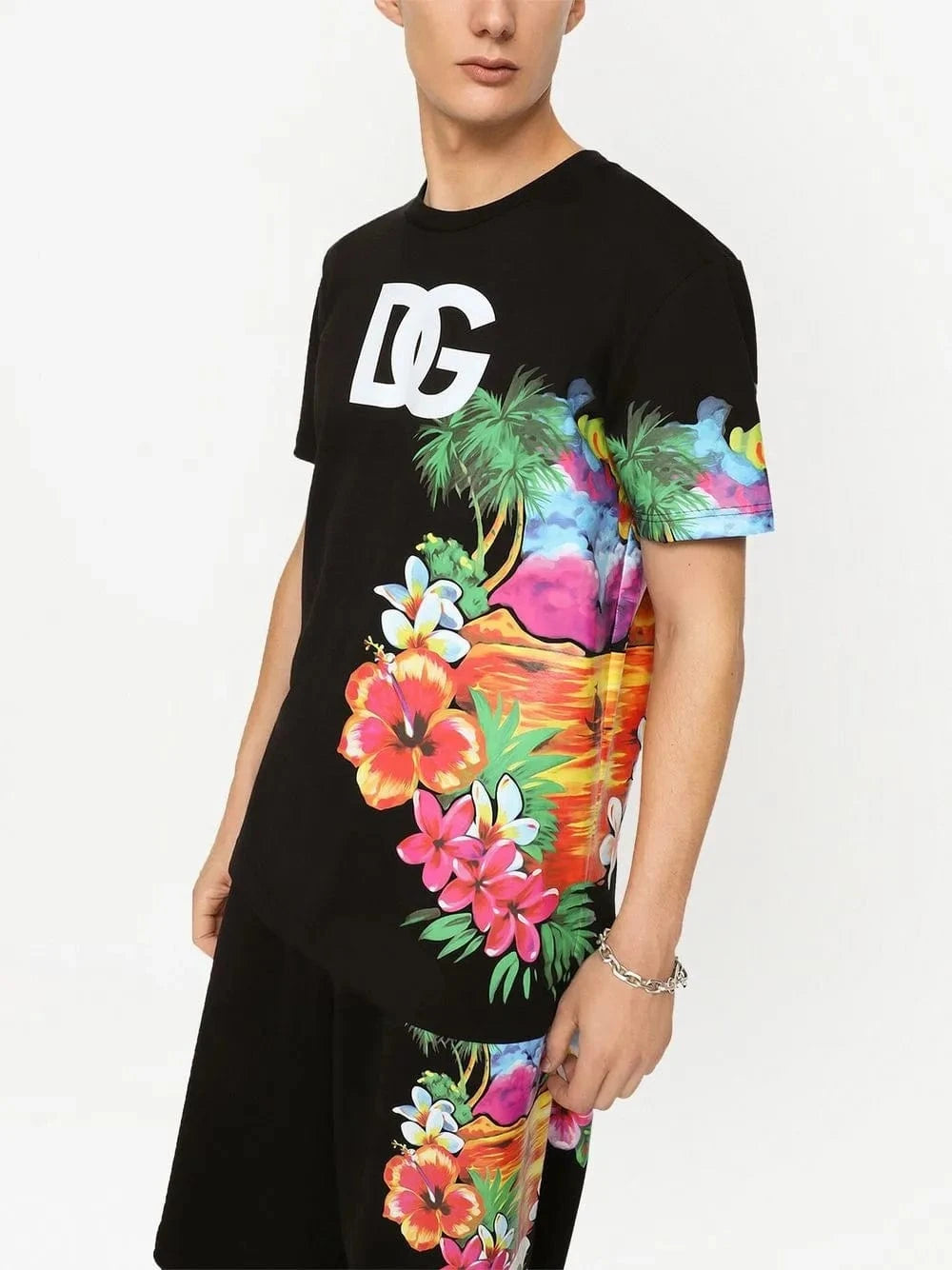 Dolce & Gabbana Hawaiian Print Cotton T-Shirt