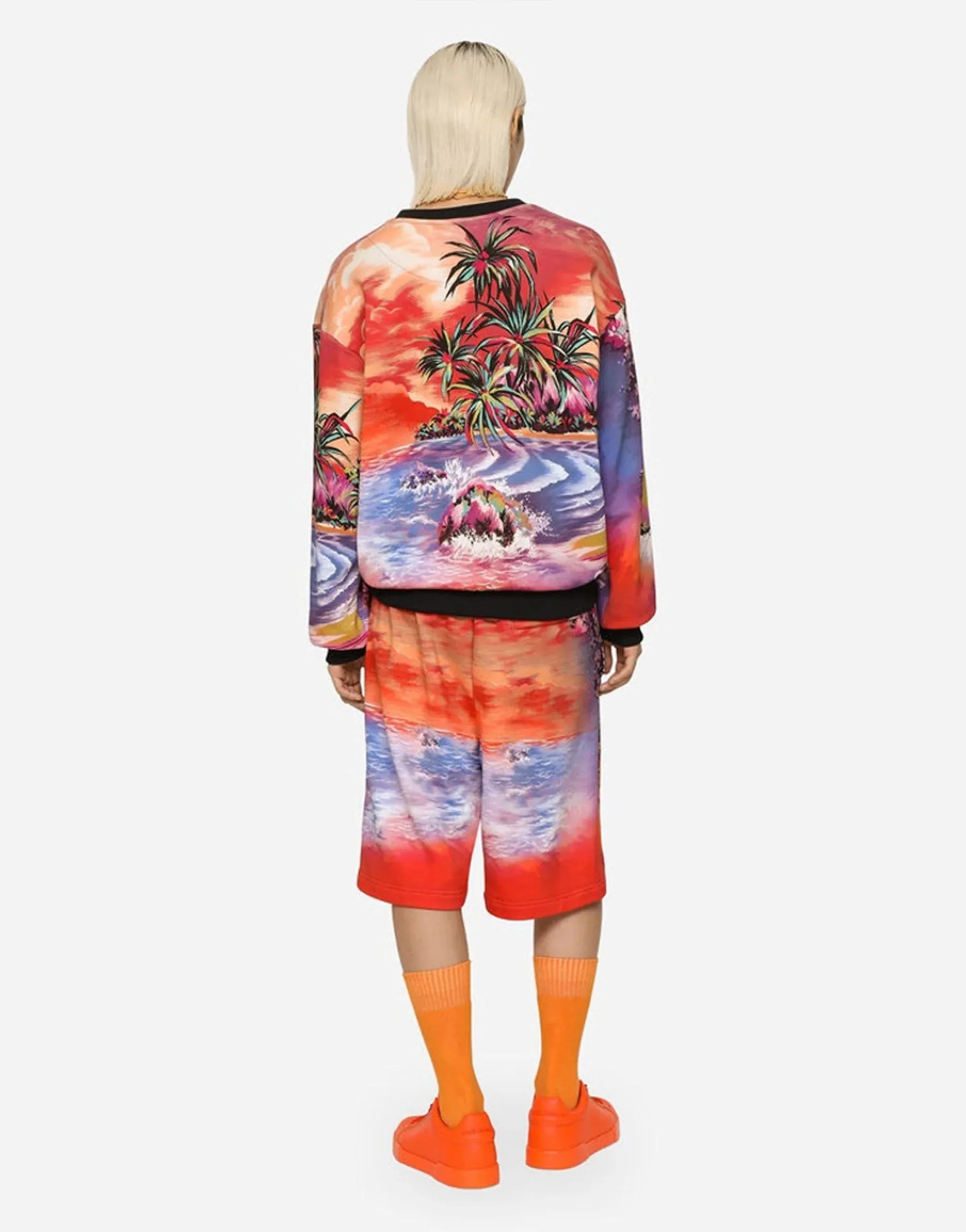 Dolce & Gabbana Hawaiian-Print Jersey Jogging Shorts