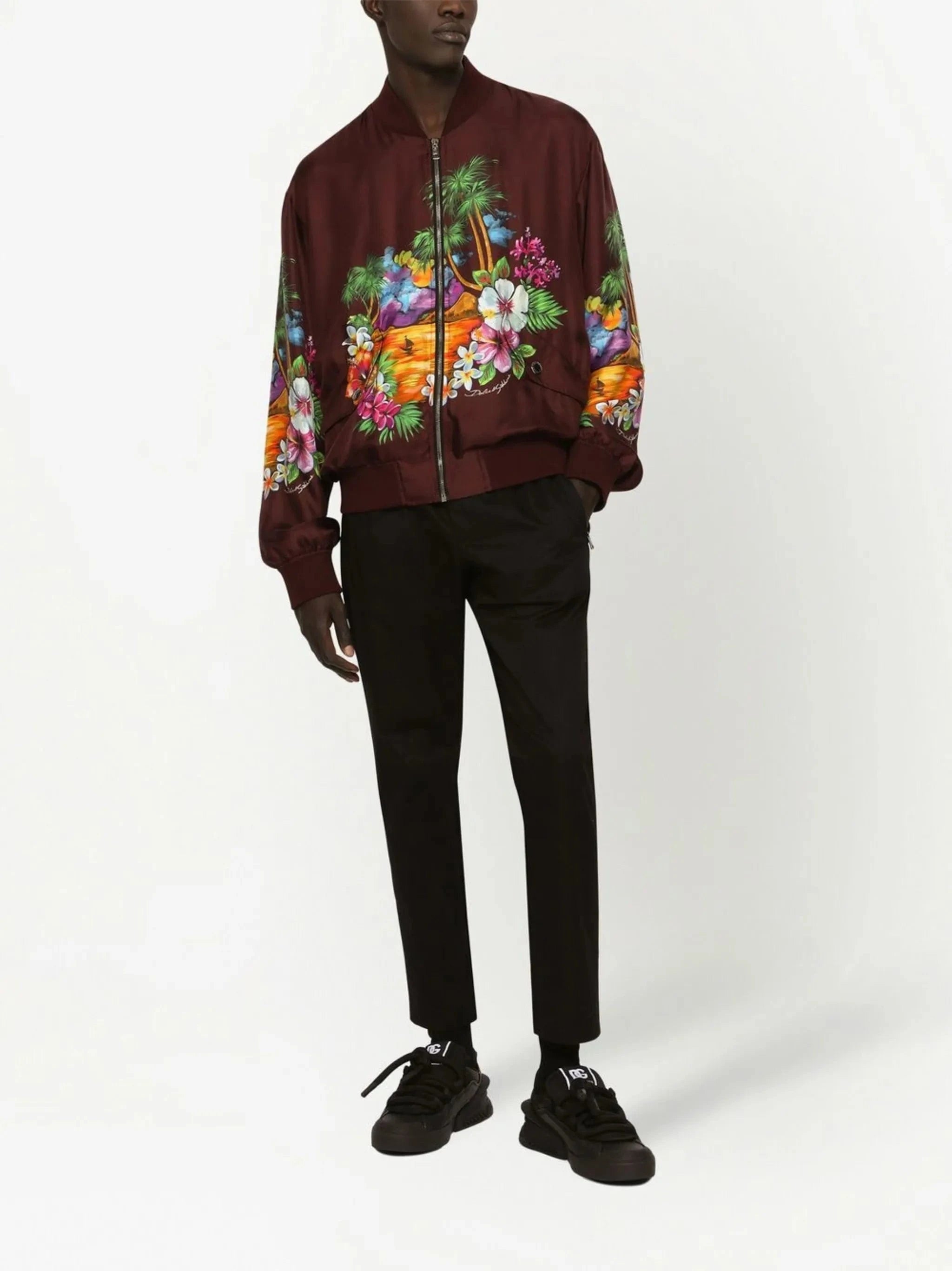 Dolce & Gabbana Hawaiian-Print Silk Twill Jacket