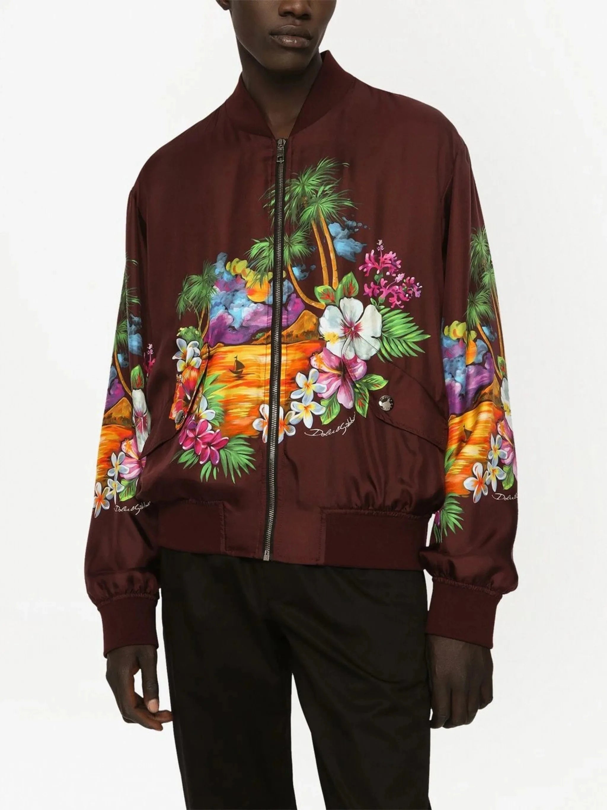 Dolce & Gabbana Hawaiian-Print Silk Twill Jacket