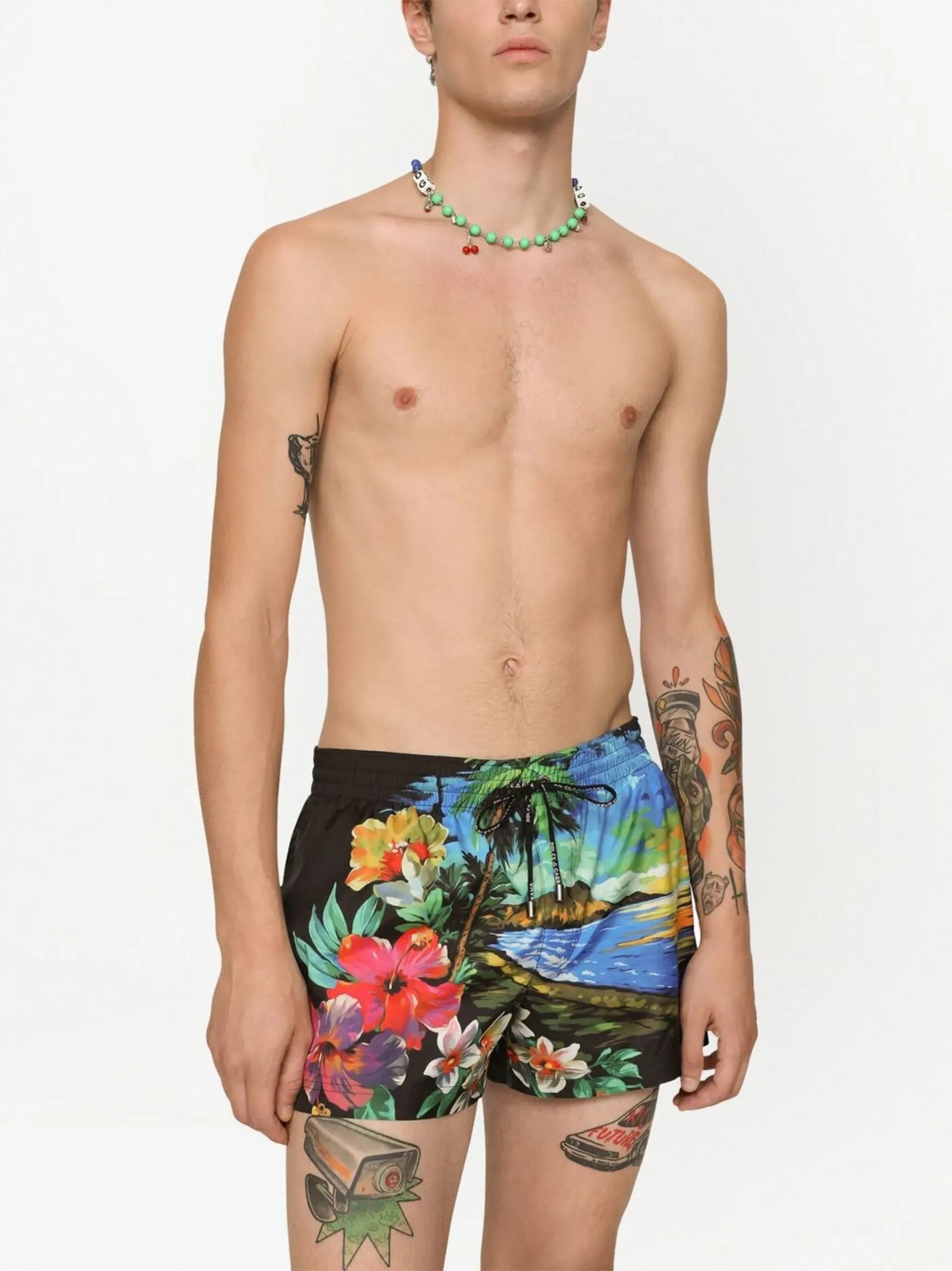 Dolce & Gabbana Hawaiian-Print Swim Shorts