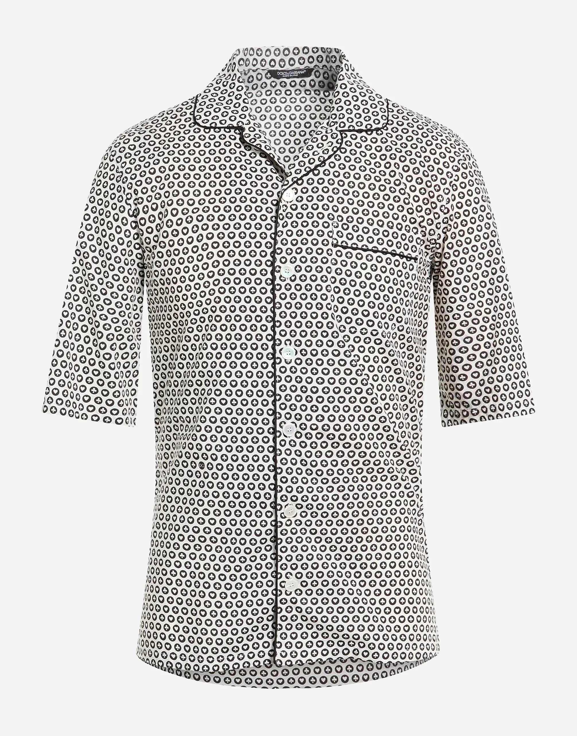 Dolce & Gabbana Heart & Club Print Silk Shirt