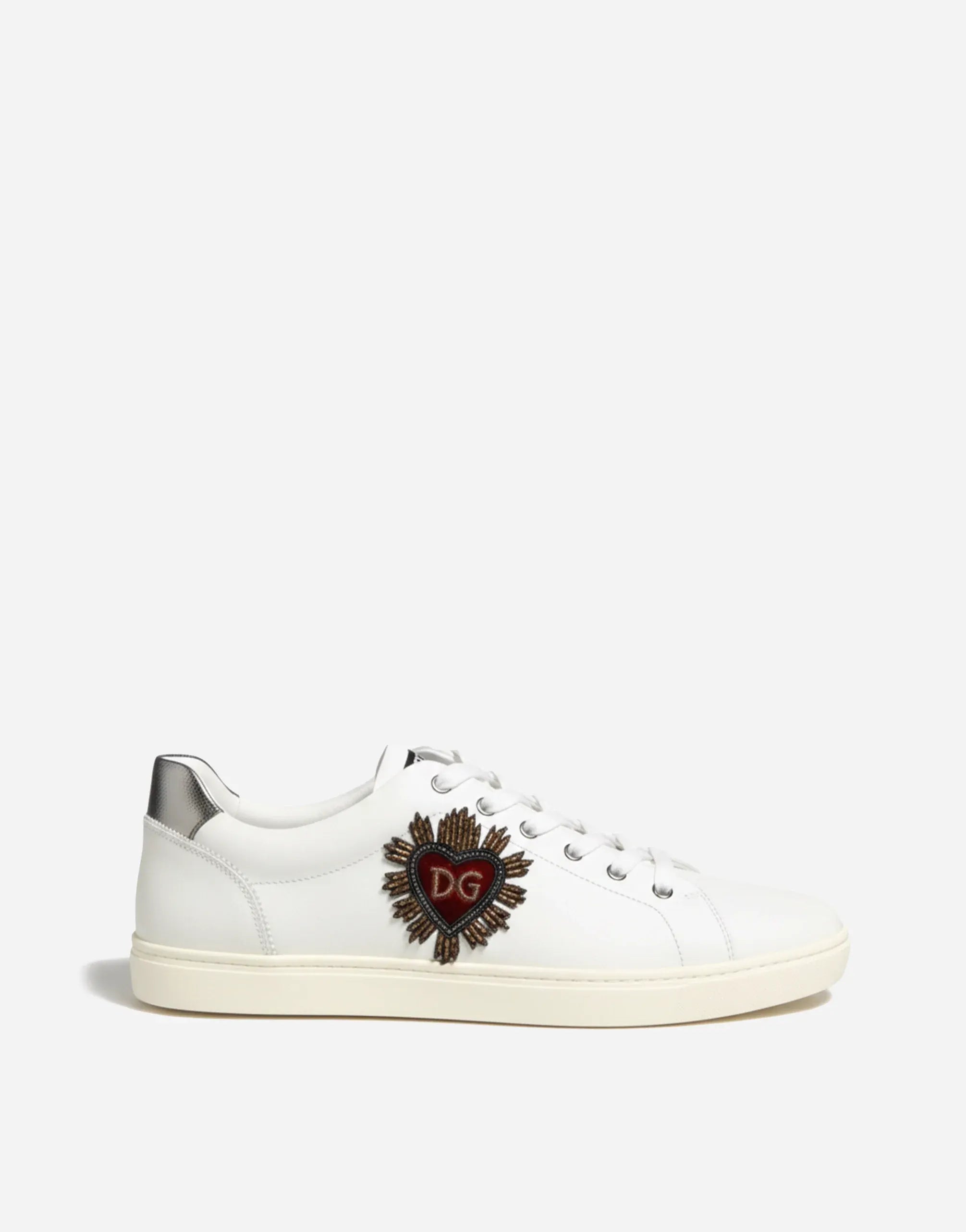 Dolce & Gabbana Heart-Embellished Leather Sneakers