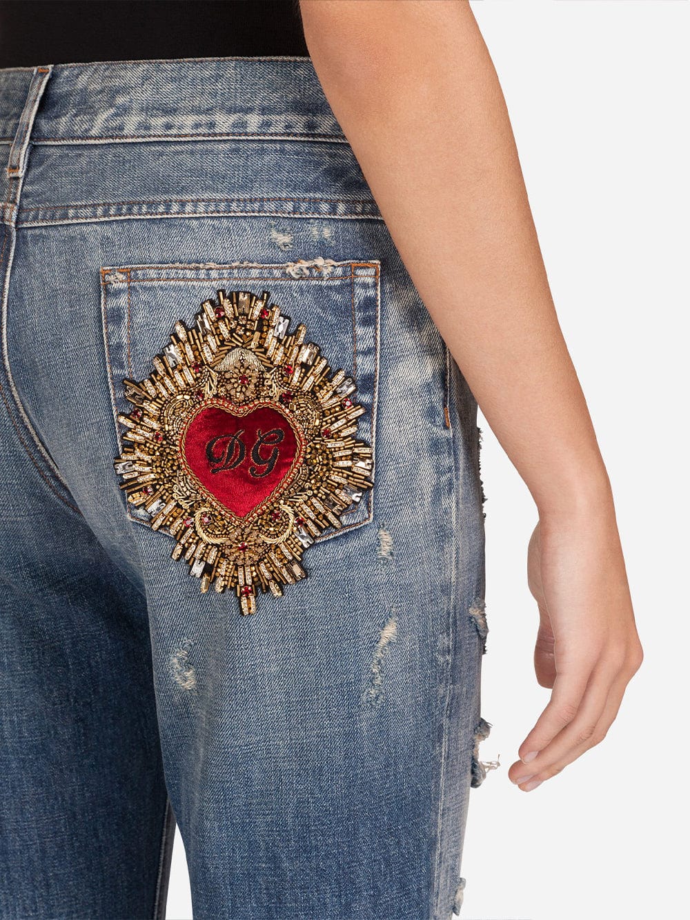 Dolce & Gabbana Heart Embroidery Boyfriend Jeans
