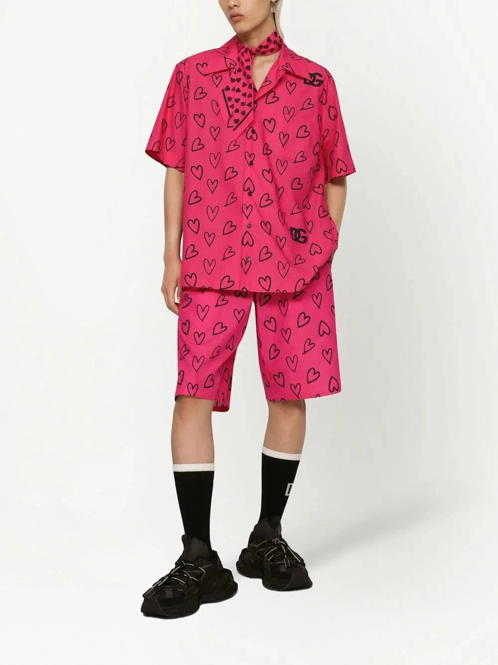 Dolce & Gabbana Heart-Motif Logo-Print Shorts
