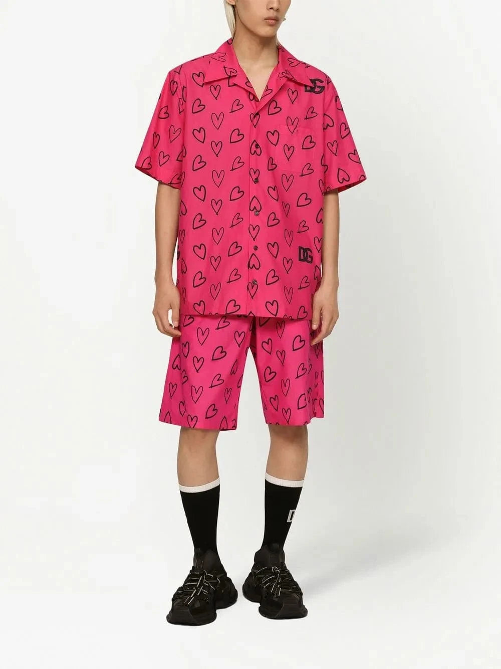 Dolce & Gabbana Heart-Motif Logo-Print Shorts