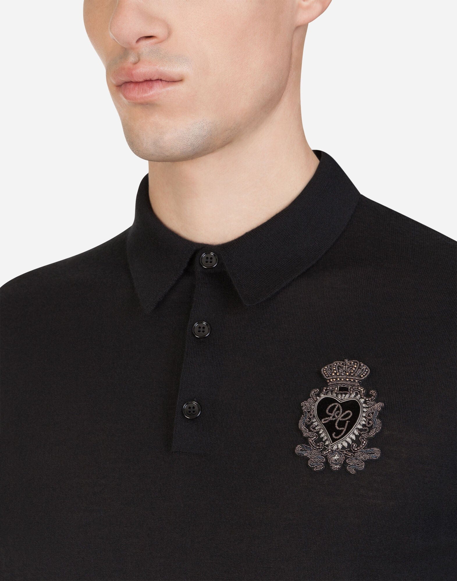 Dolce & Gabbana Heraldic Patch Cashmere Polo