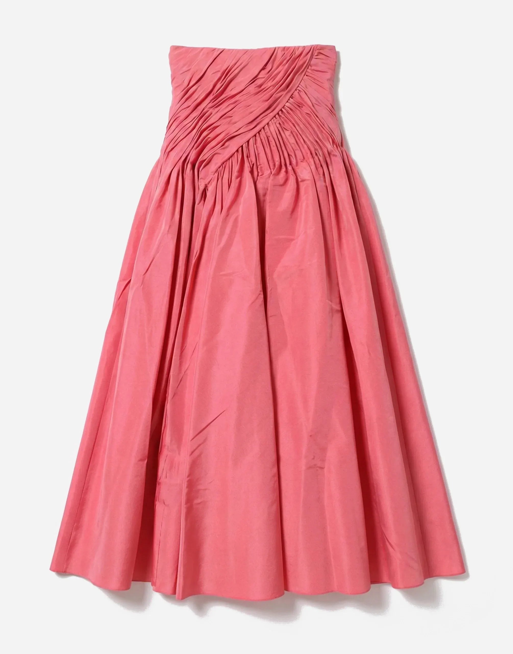 Dolce & Gabbana High-Waist Ruched A-Line Silk Midi Skirt