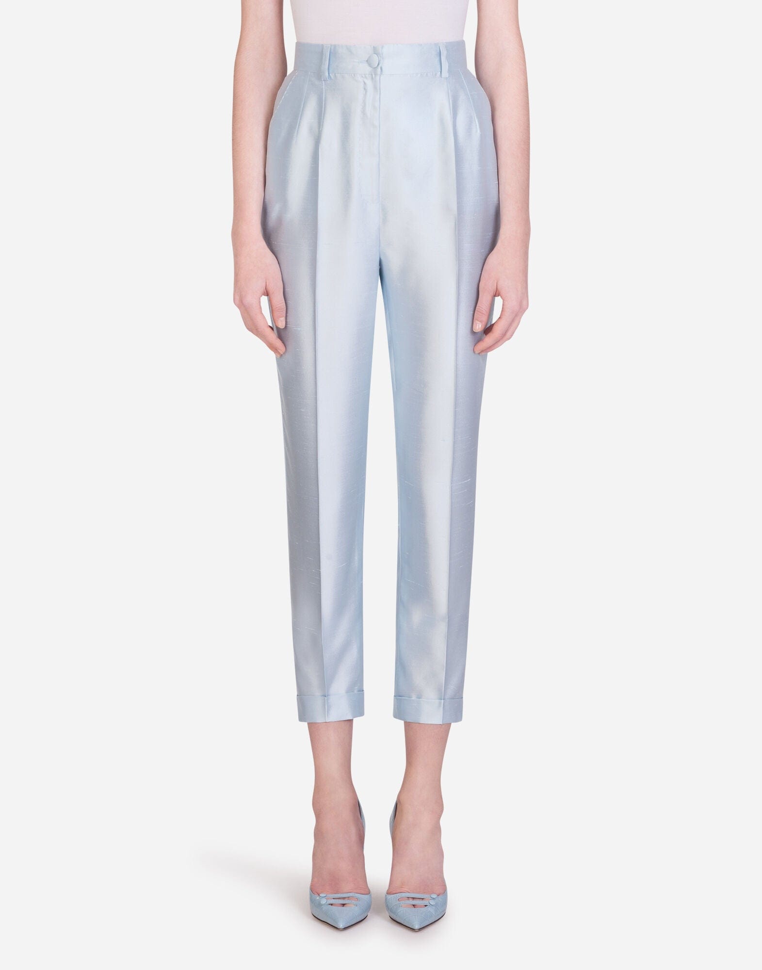 Dolce & Gabbana High-Waist Tailored Silk Pants