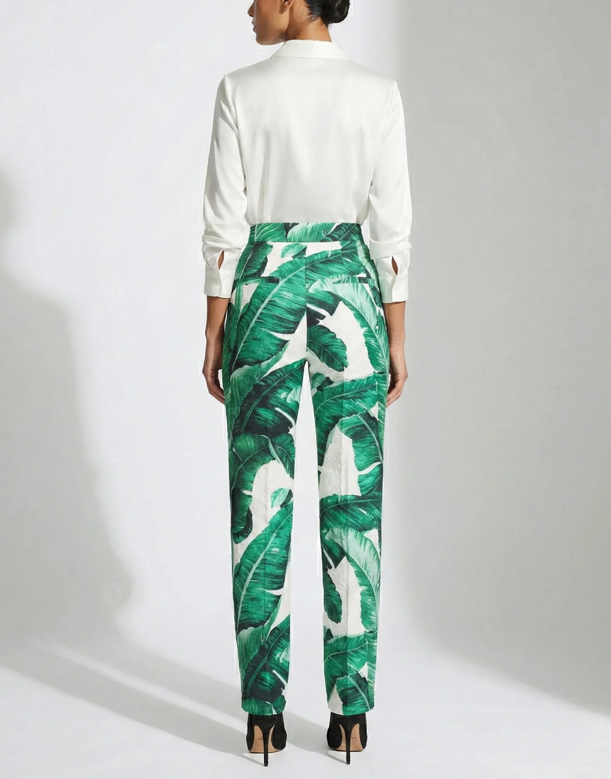 Dolce & Gabbana High-Waisted Banana Leaf Print Trousers