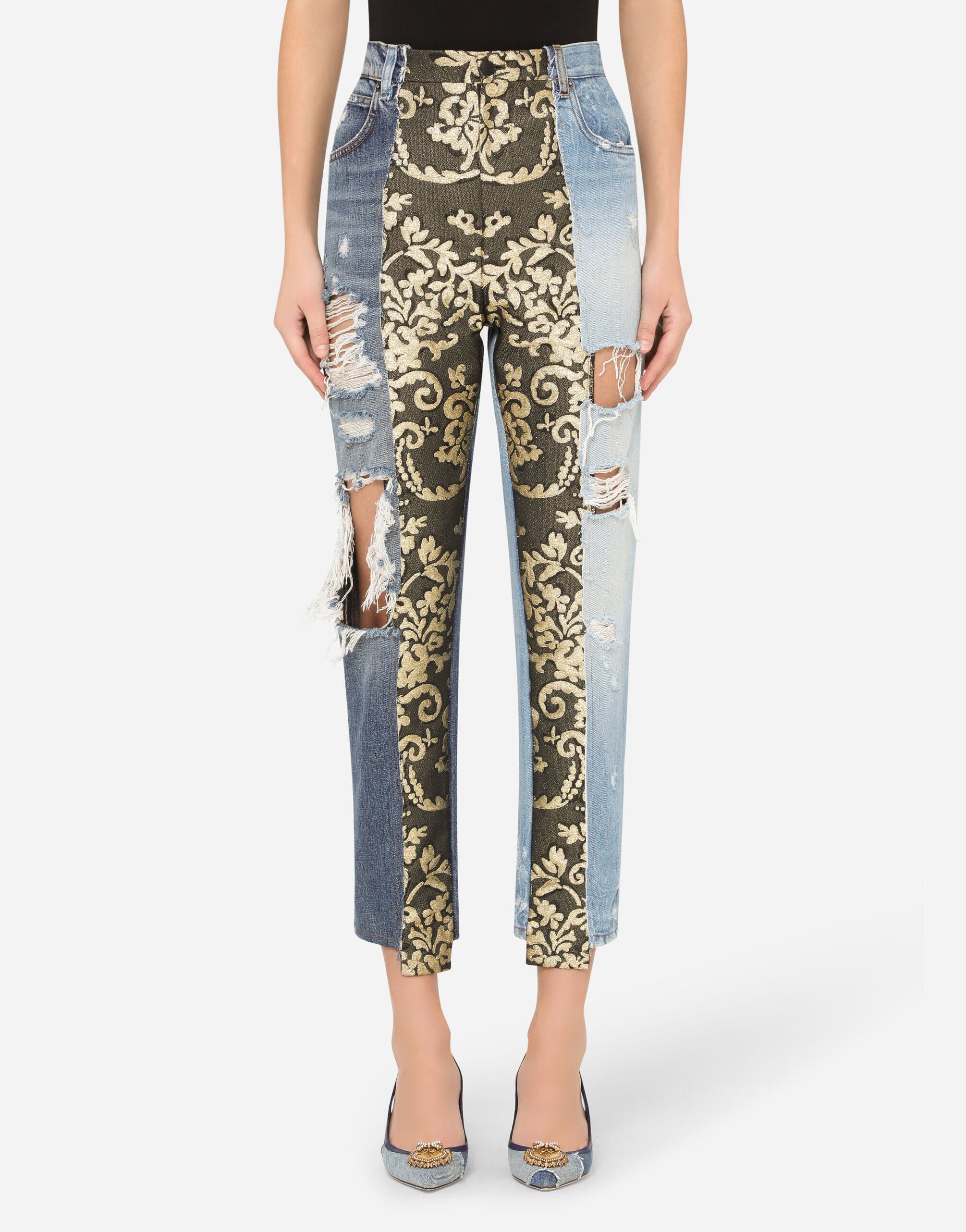 Dolce & Gabbana High-Waisted Jacquard Jeans