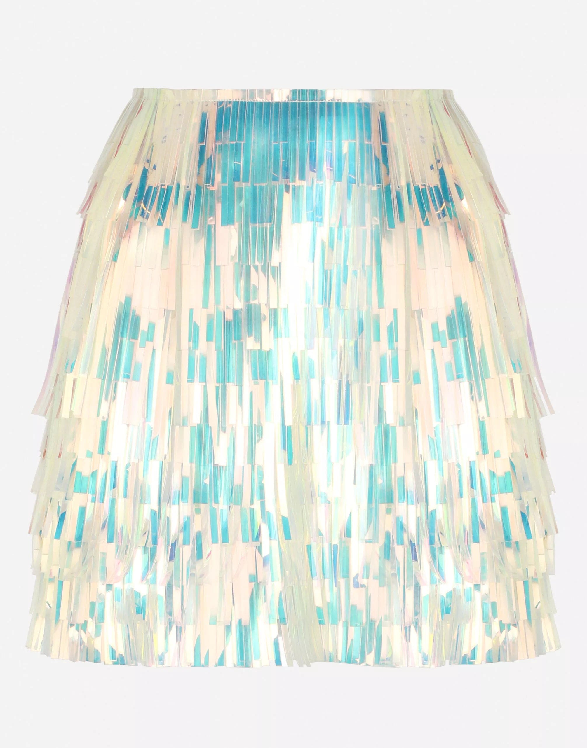 Dolce & Gabbana Holographic-Effect Fringed Miniskirt