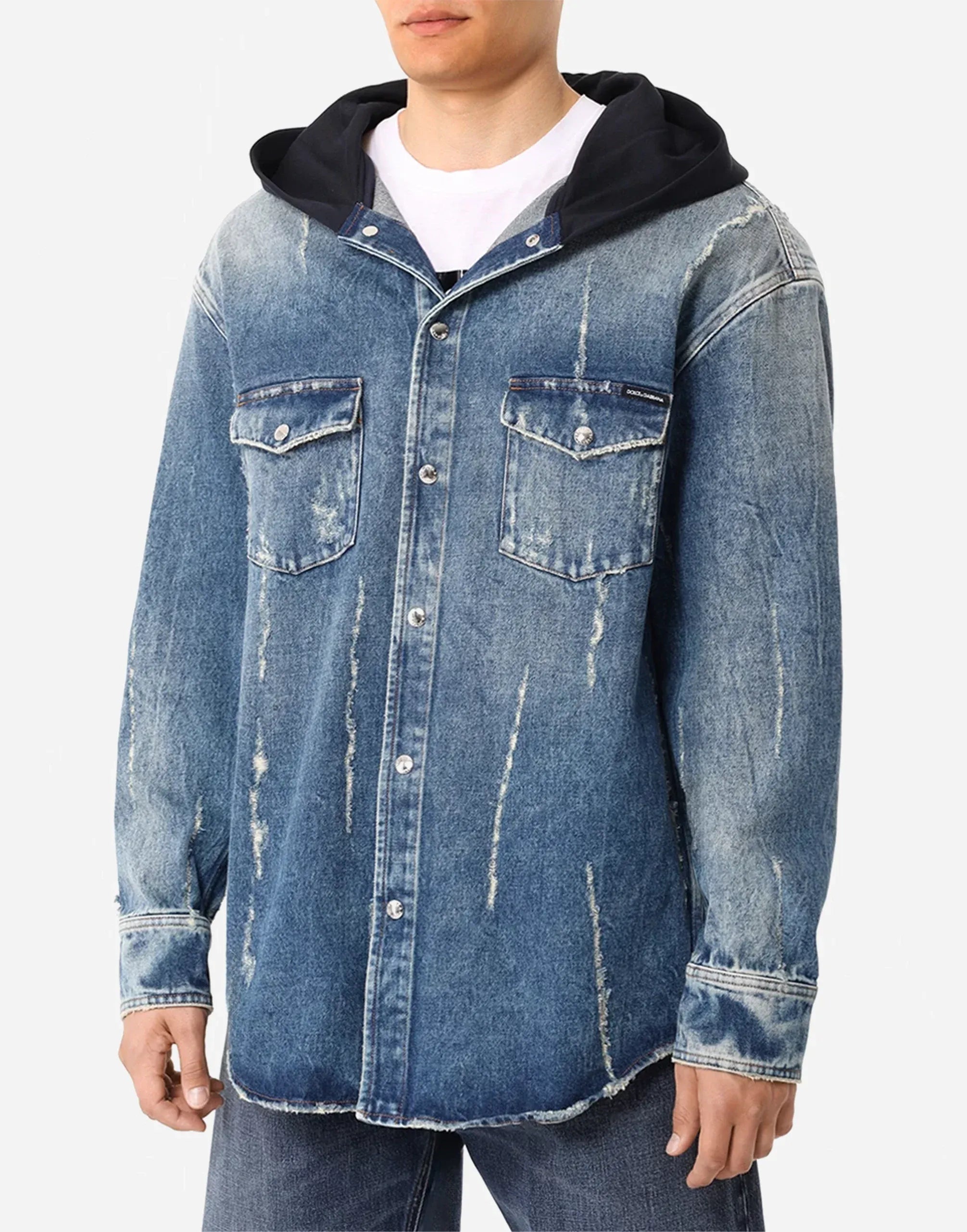 Dolce & Gabbana Hooded Denim Coat