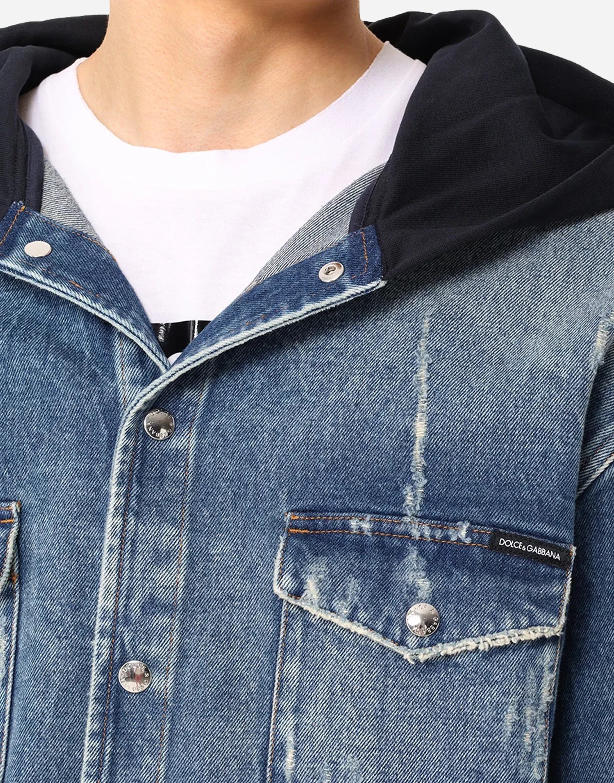 Dolce & Gabbana Hooded Denim Coat