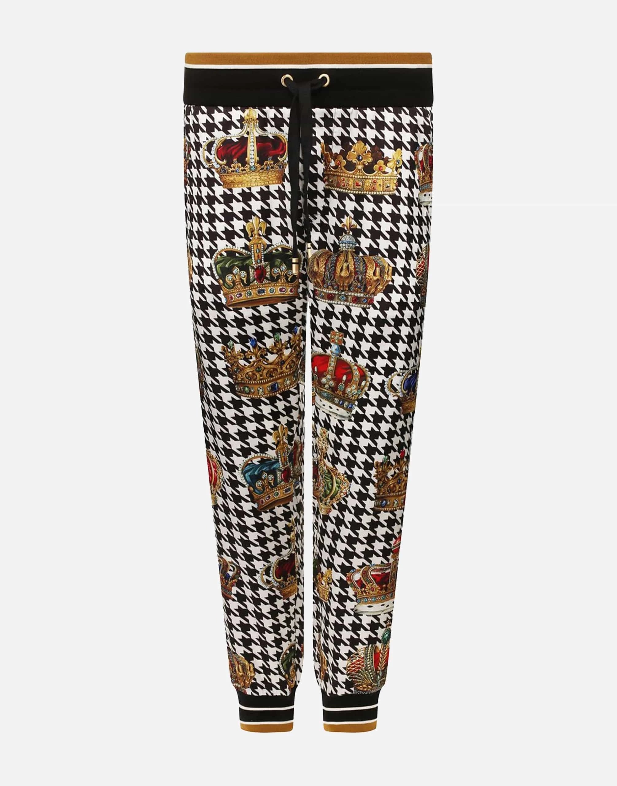 Dolce & Gabbana Houndstooth Crown-Print Sweatpants