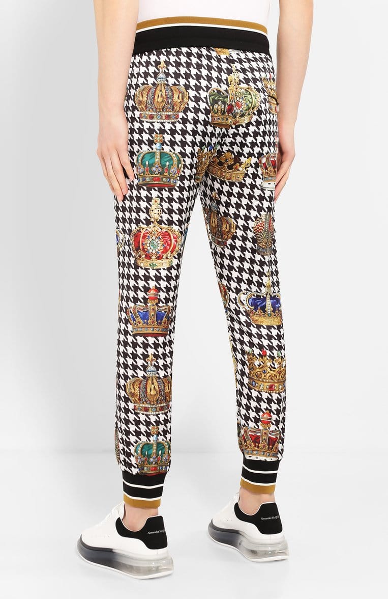 Dolce & Gabbana Houndstooth Crown-Print Sweatpants