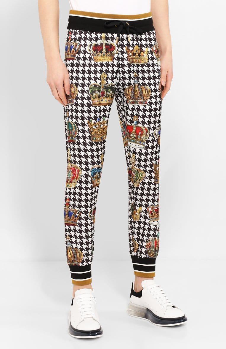 Dolce & Gabbana Houndstooth Crown-Print Sweatpants