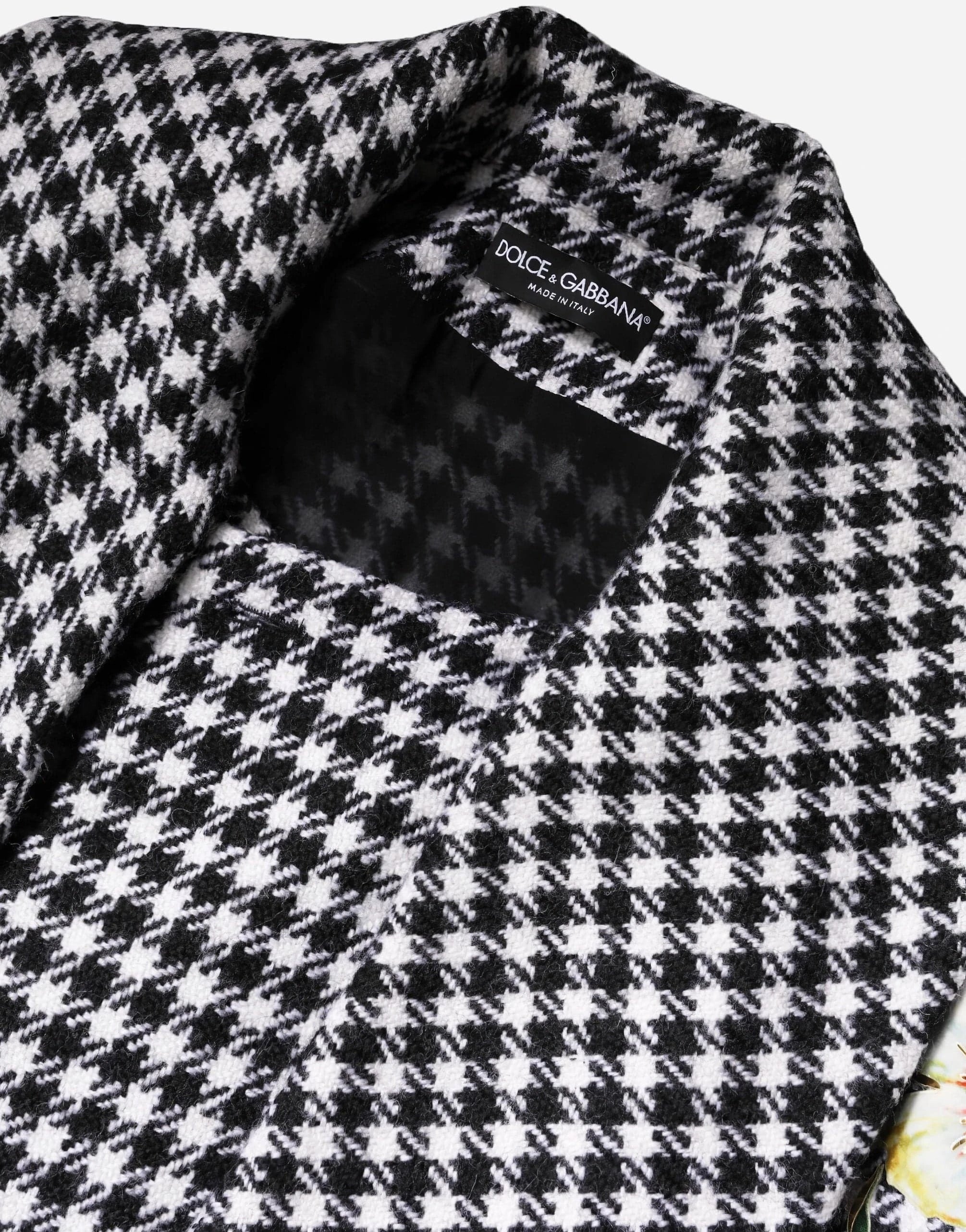 Dolce & Gabbana Houndstooth Floral Embellished Cape
