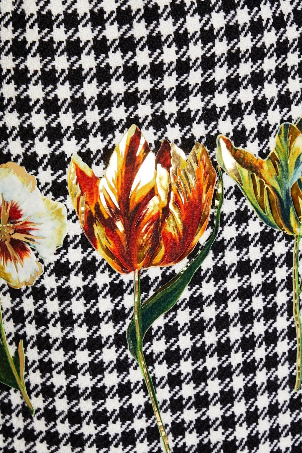 Dolce & Gabbana Houndstooth Metallic Tweed Midi Pencil Skirt