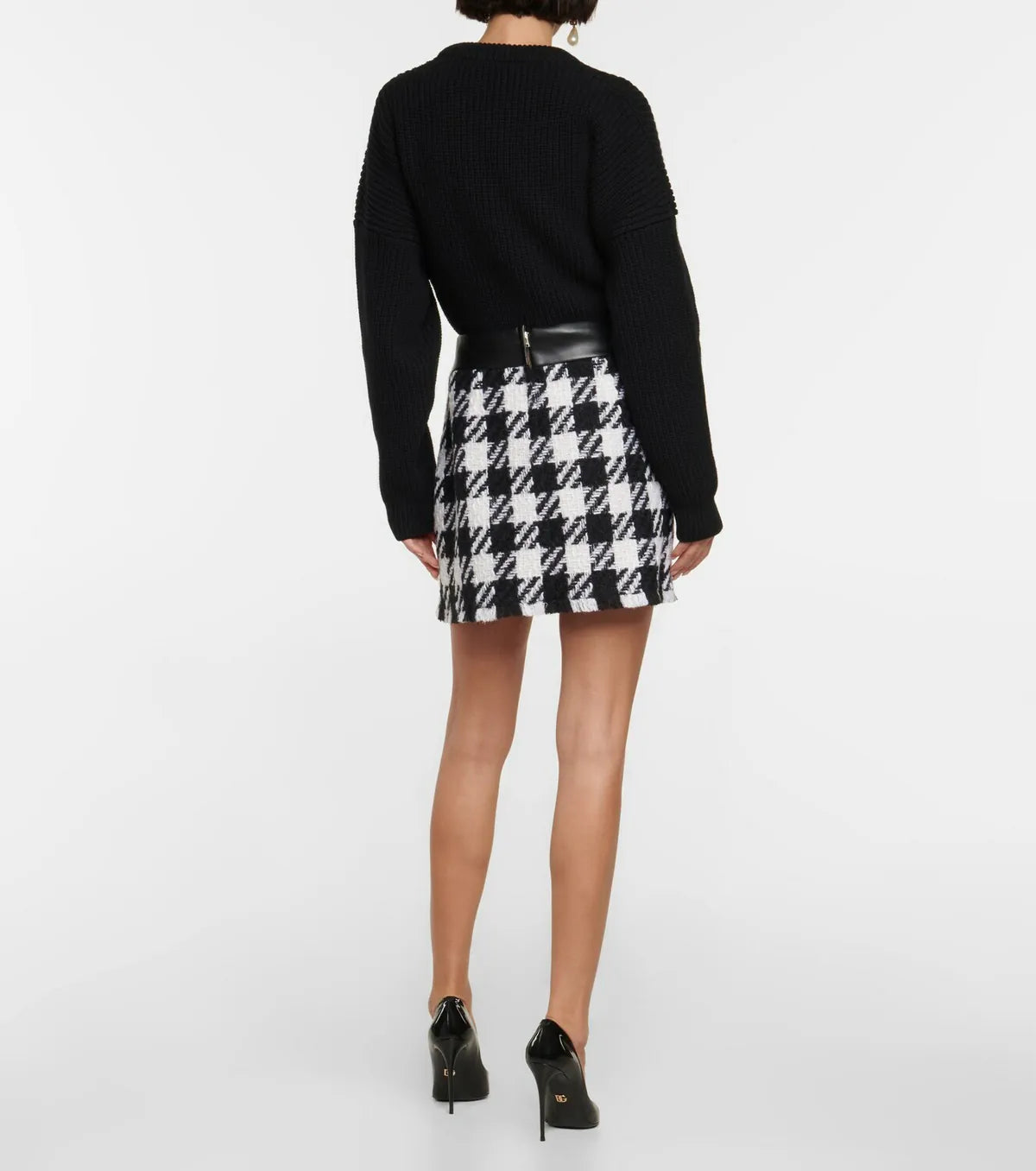 Dolce & Gabbana Houndstooth Wool Blend Mini Skirt