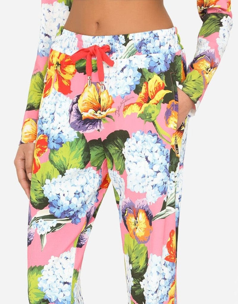 Dolce & Gabbana Hydrangea-Print Cady Sweatpants