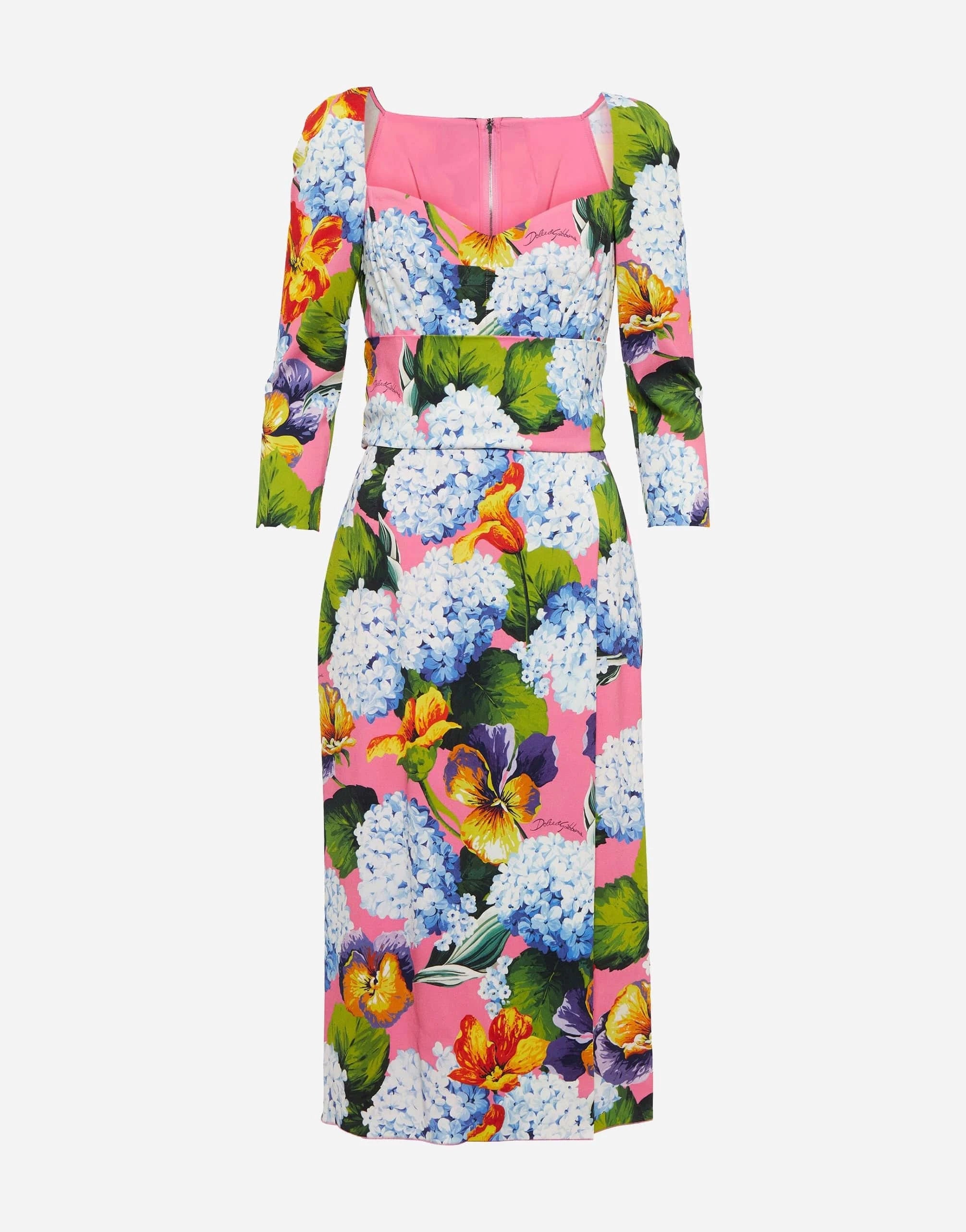 Dolce & Gabbana Hydrangea-Print Calf-Length Dress