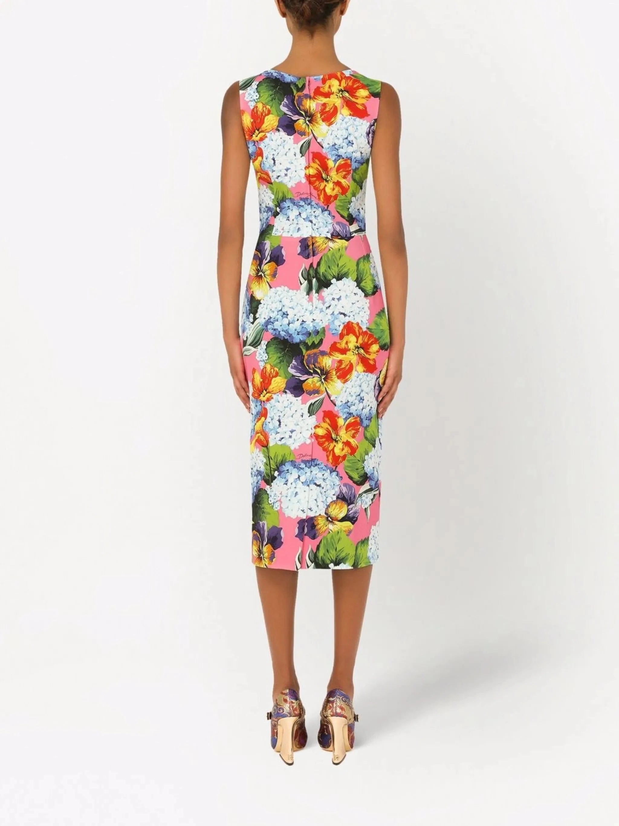 Dolce & Gabbana Hydrangea-Print Midi Dress